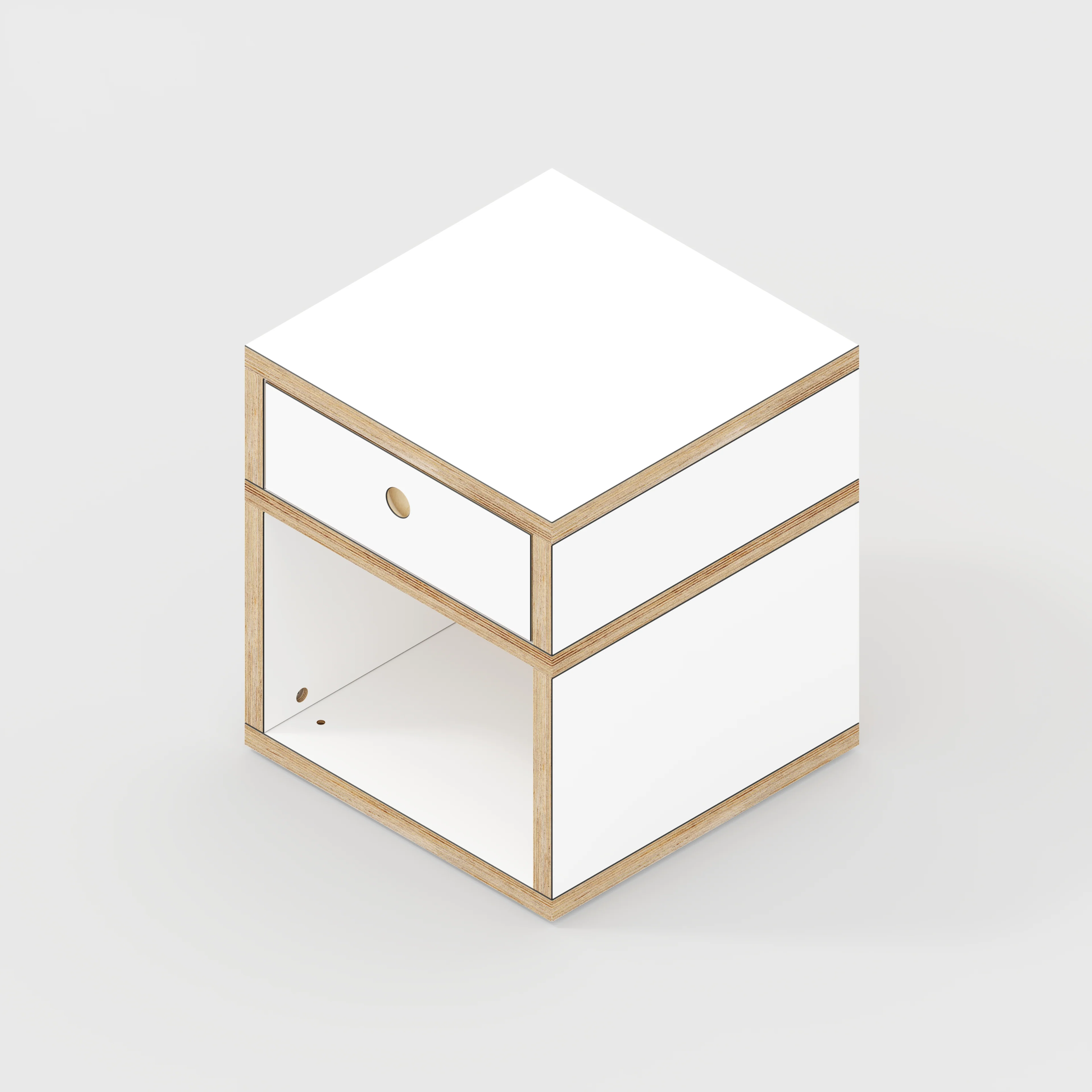Plywood Bedside Table - Type 1 - with Drawer - Formica White - 400(w) x 400(d) x 450(h) - Image 4