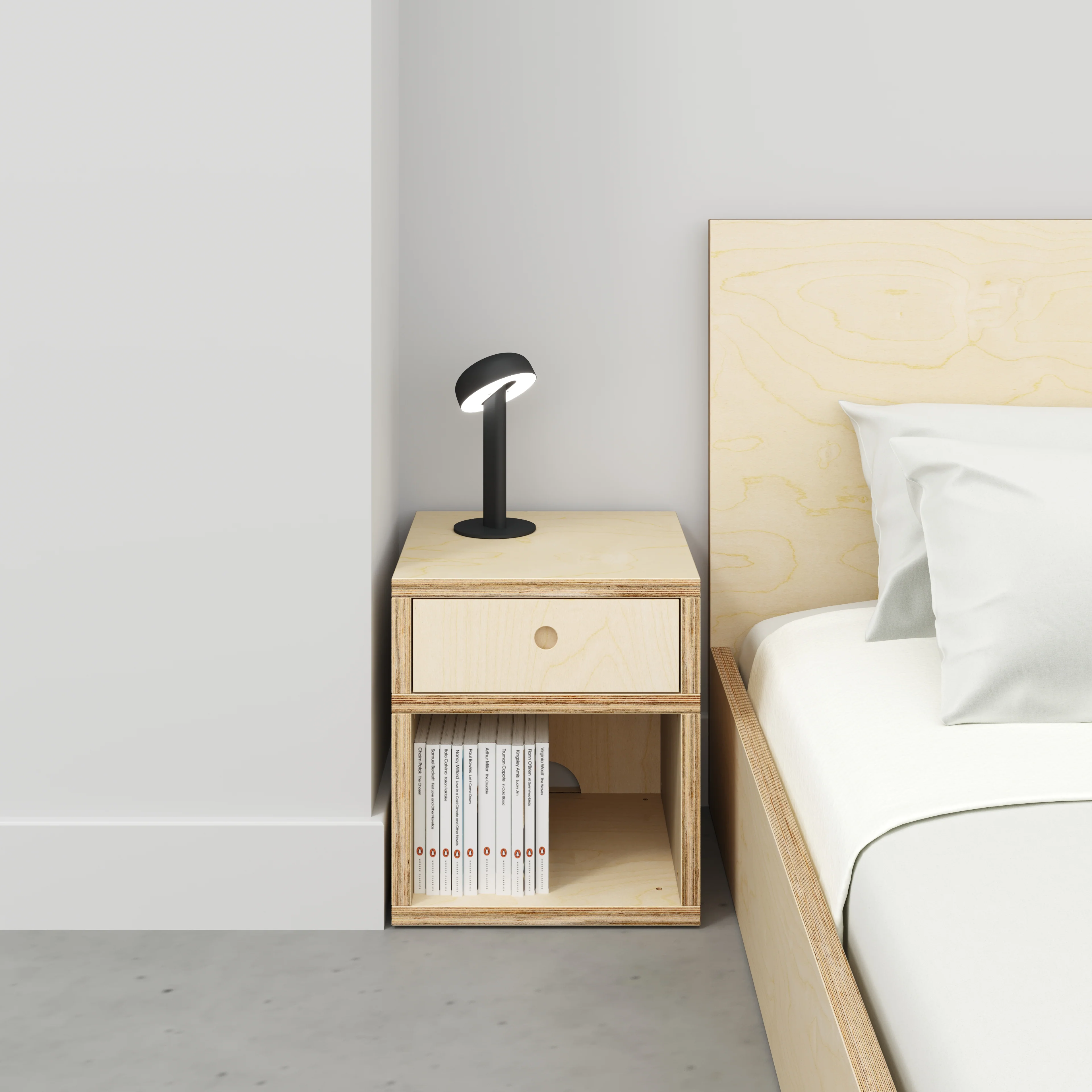 Plywood Bedside Table - Type 1 - with Drawer - Plywood Birch - 400(w) x 400(d) x 450(h) - Image 2