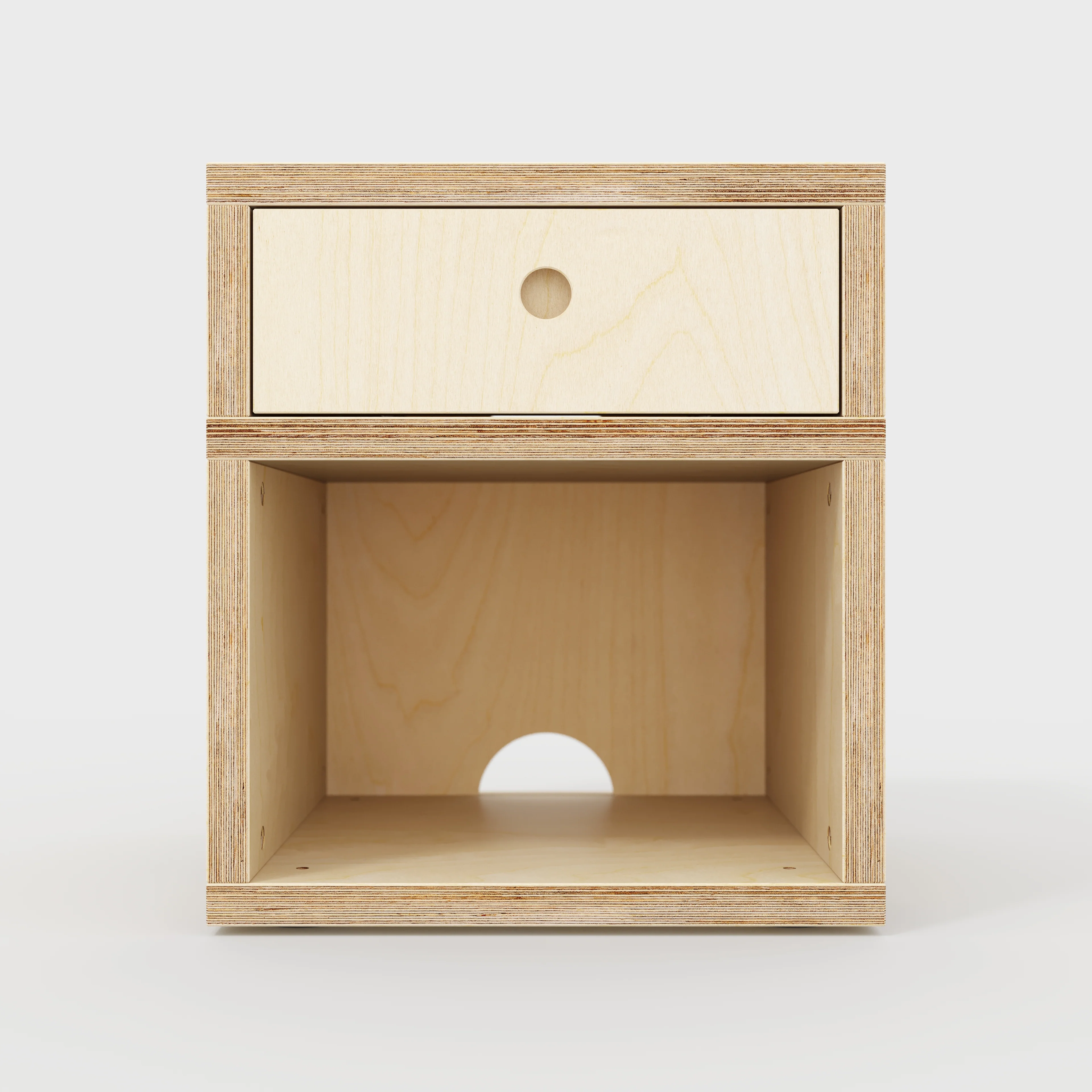 Plywood Bedside Table - Type 1 - with Drawer - Plywood Birch - 400(w) x 400(d) x 450(h) - Image 3