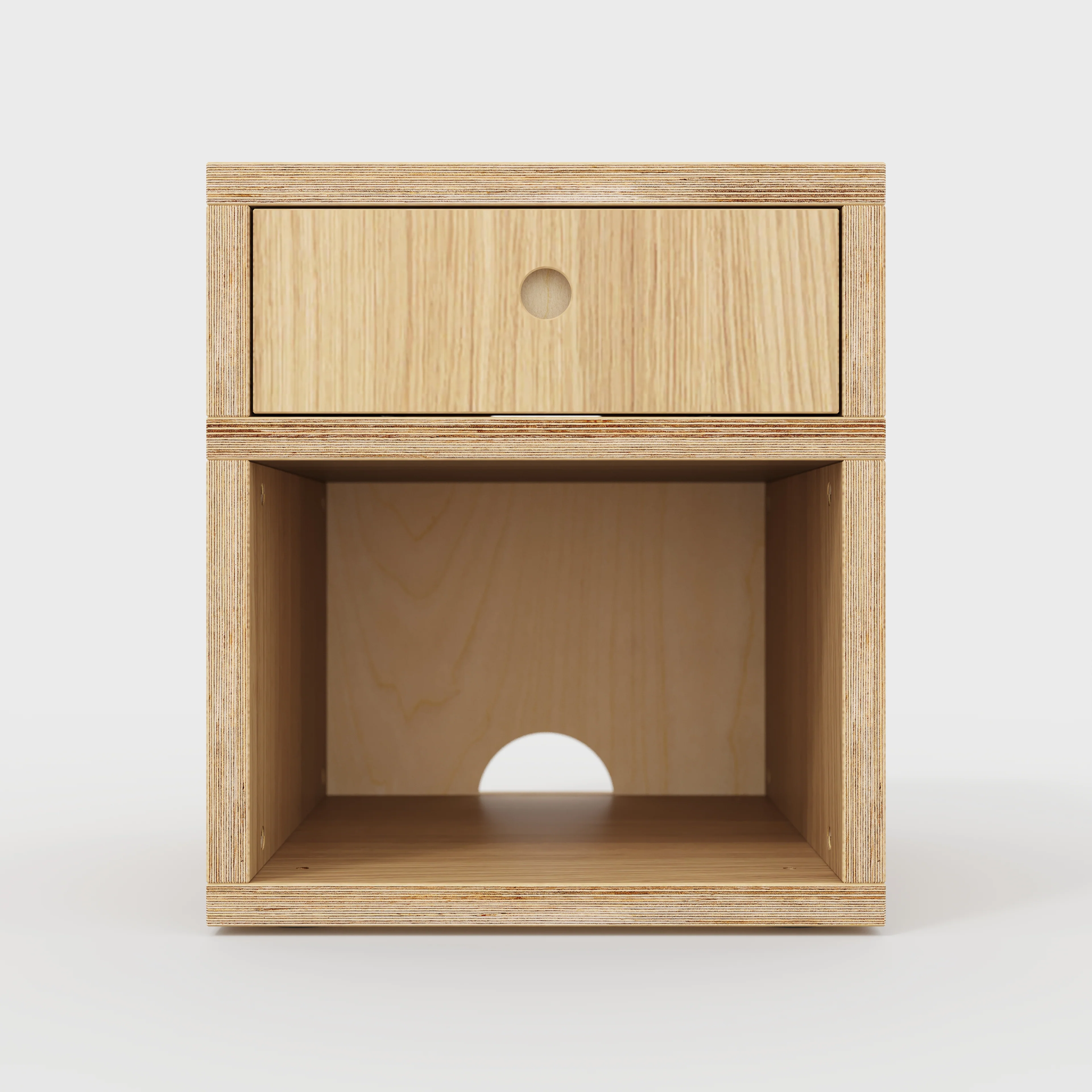 Plywood Bedside Table - Type 1 - with Drawer - Plywood Oak - 400(w) x 400(d) x 450(h) - Image 3