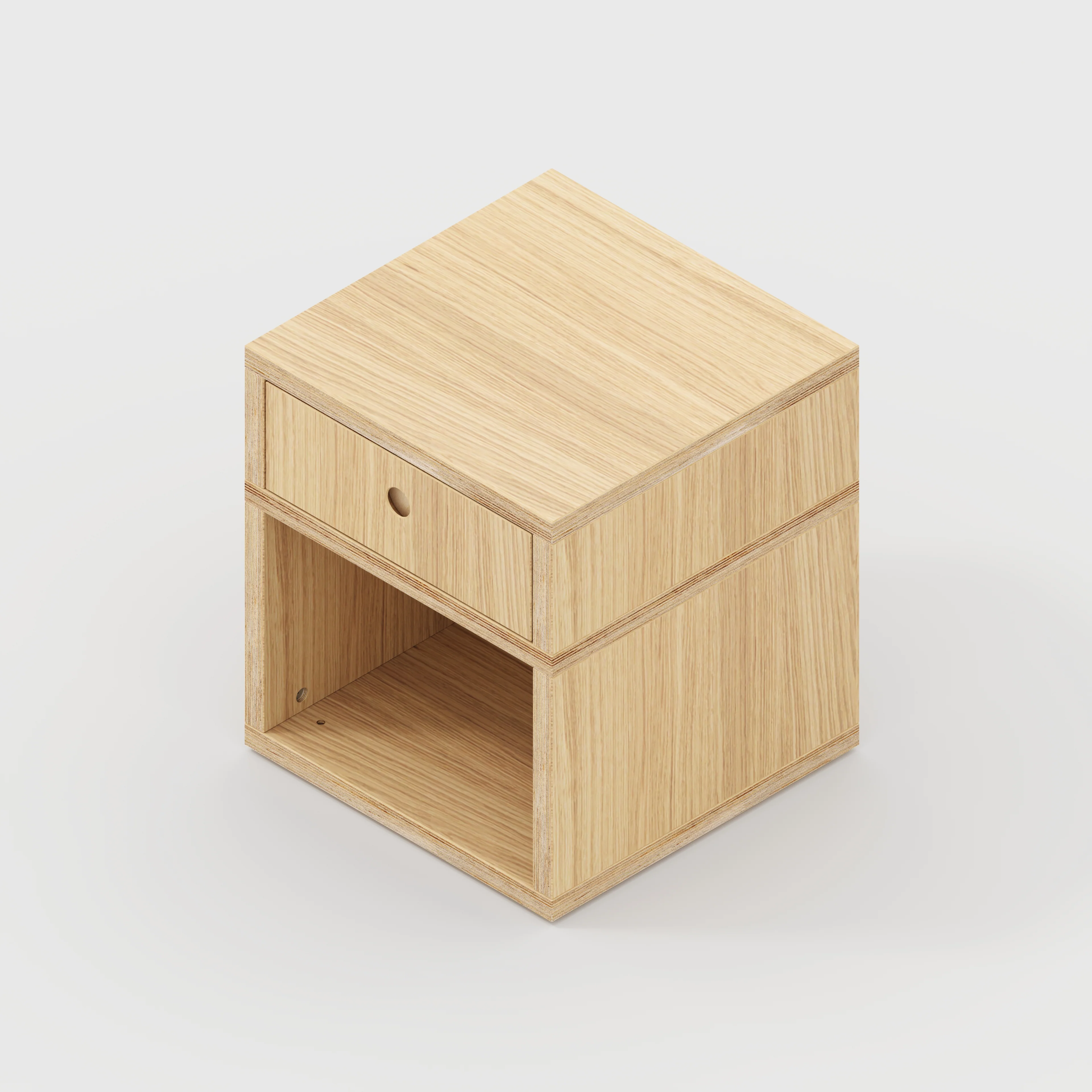 Plywood Bedside Table - Type 1 - with Drawer - Plywood Oak - 400(w) x 400(d) x 450(h) - Image 4
