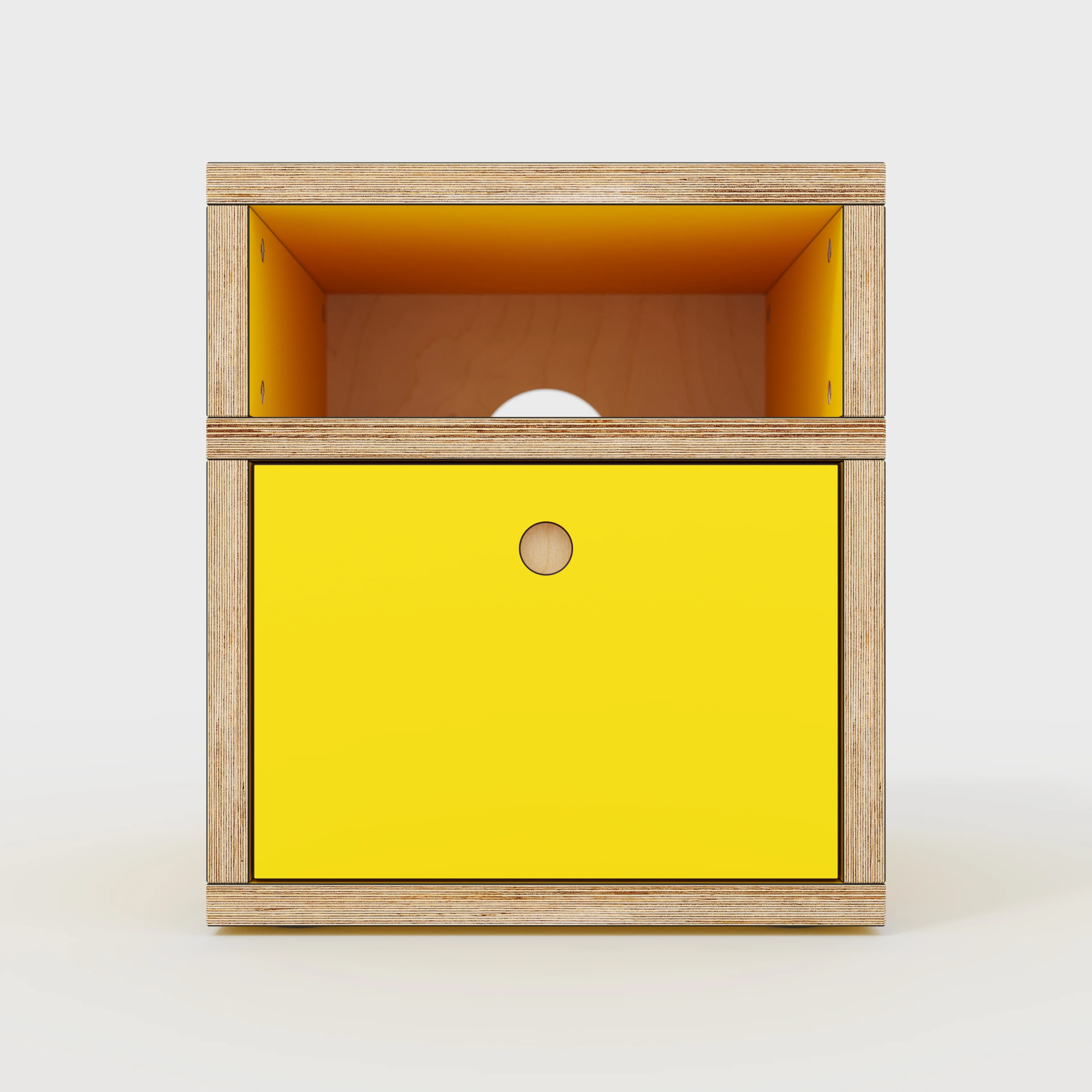 Plywood Bedside Table - Type 2 - with Drawer - Formica Chrome Yellow - 400(w) x 400(d) x 450(h) - Image 3