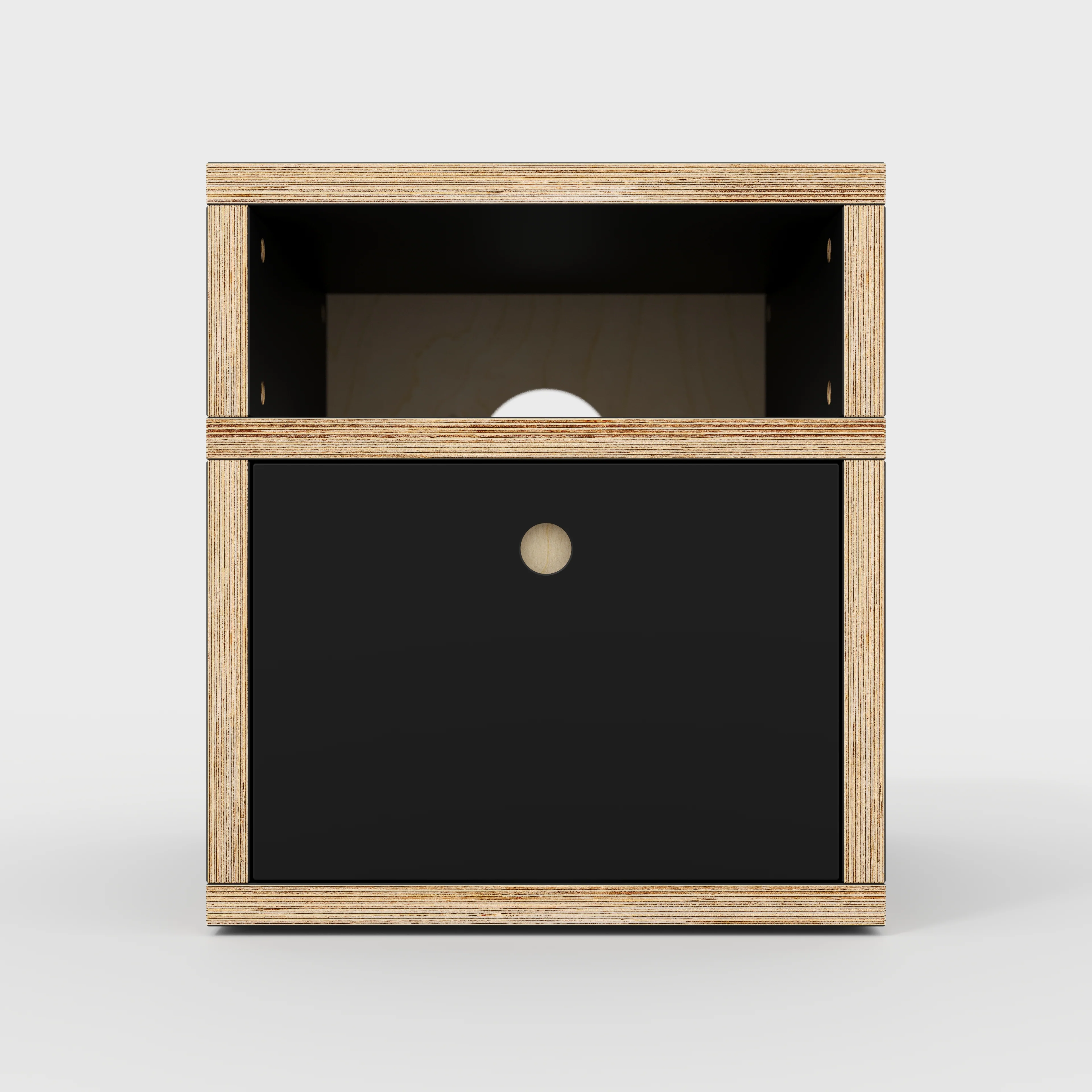 Plywood Bedside Table - Type 2 - with Drawer - Formica Diamond Black - 400(w) x 400(d) x 450(h) - Image 3