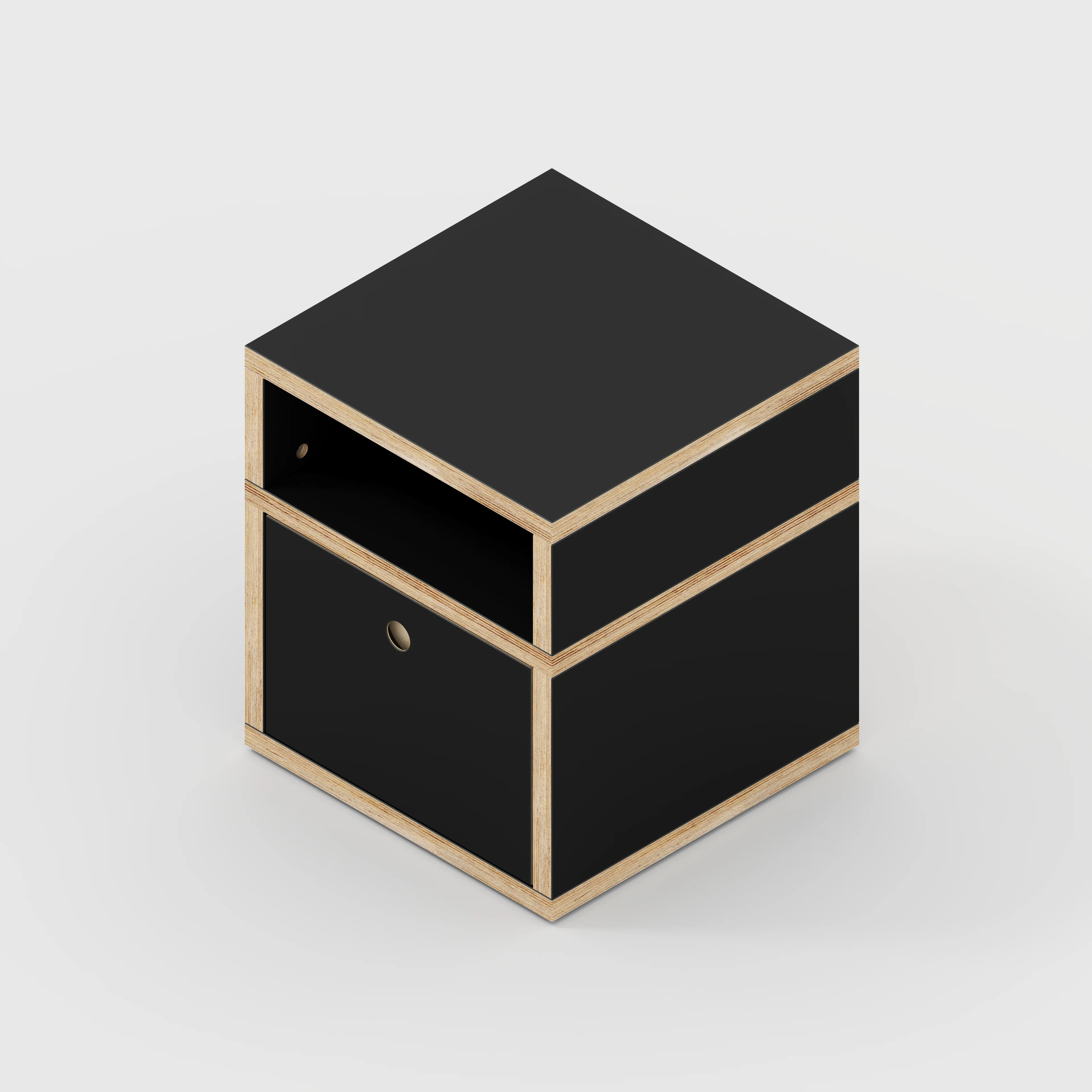 Plywood Bedside Table - Type 2 - with Drawer - Formica Diamond Black - 400(w) x 400(d) x 450(h) - Image 4