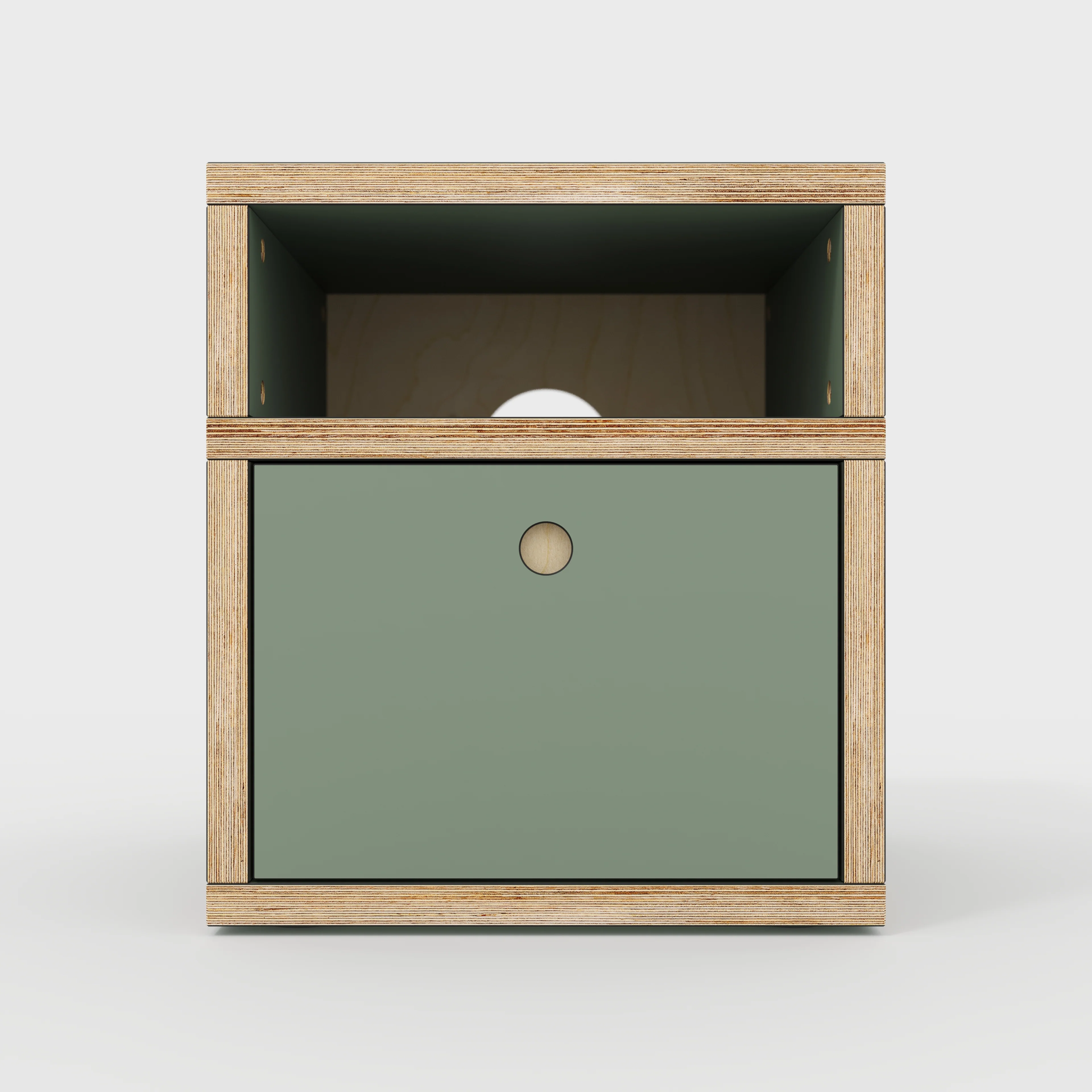 Plywood Bedside Table - Type 2 - with Drawer - Formica Green Slate - 400(w) x 400(d) x 450(h) - Image 3