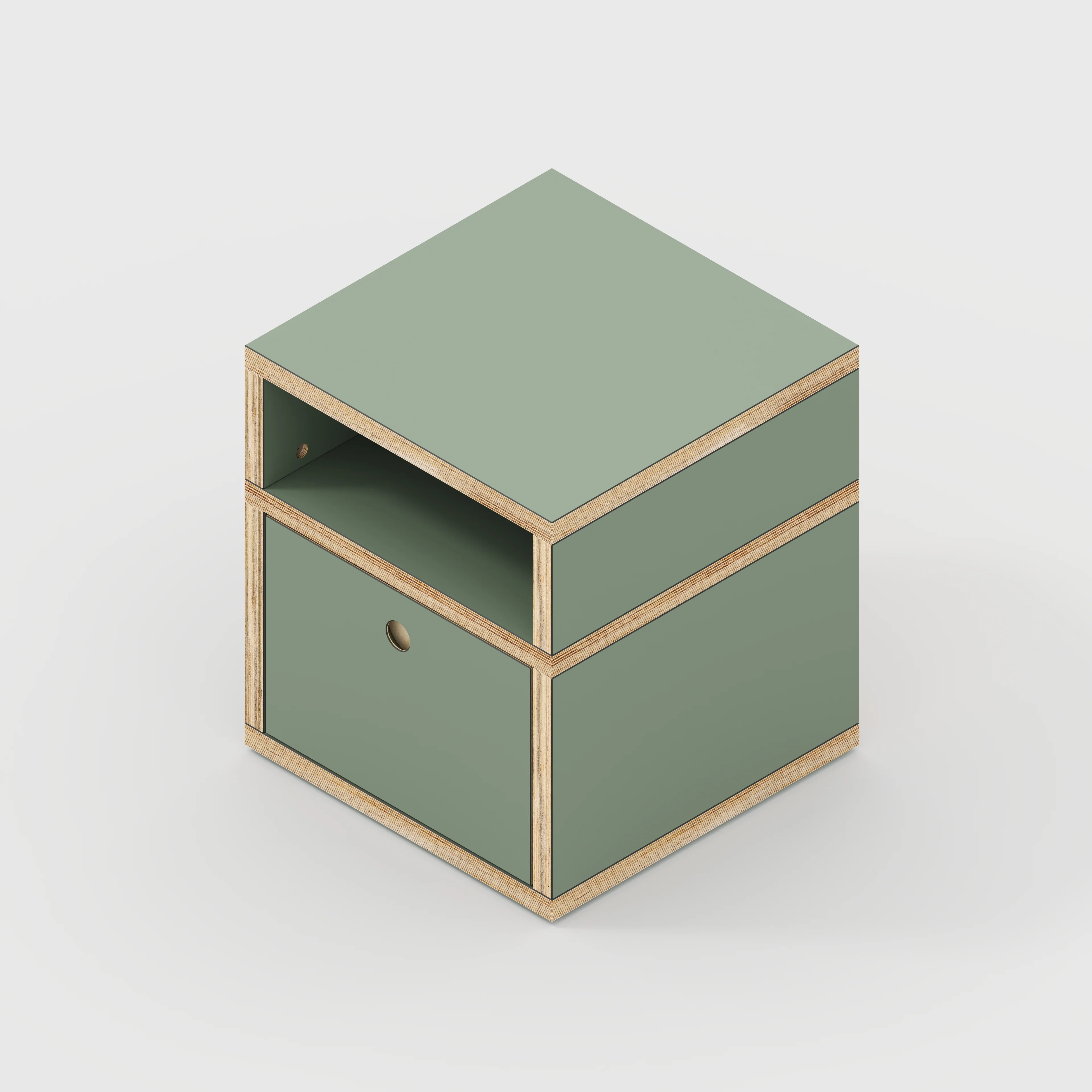 Plywood Bedside Table - Type 2 - with Drawer - Formica Green Slate - 400(w) x 400(d) x 450(h) - Image 4