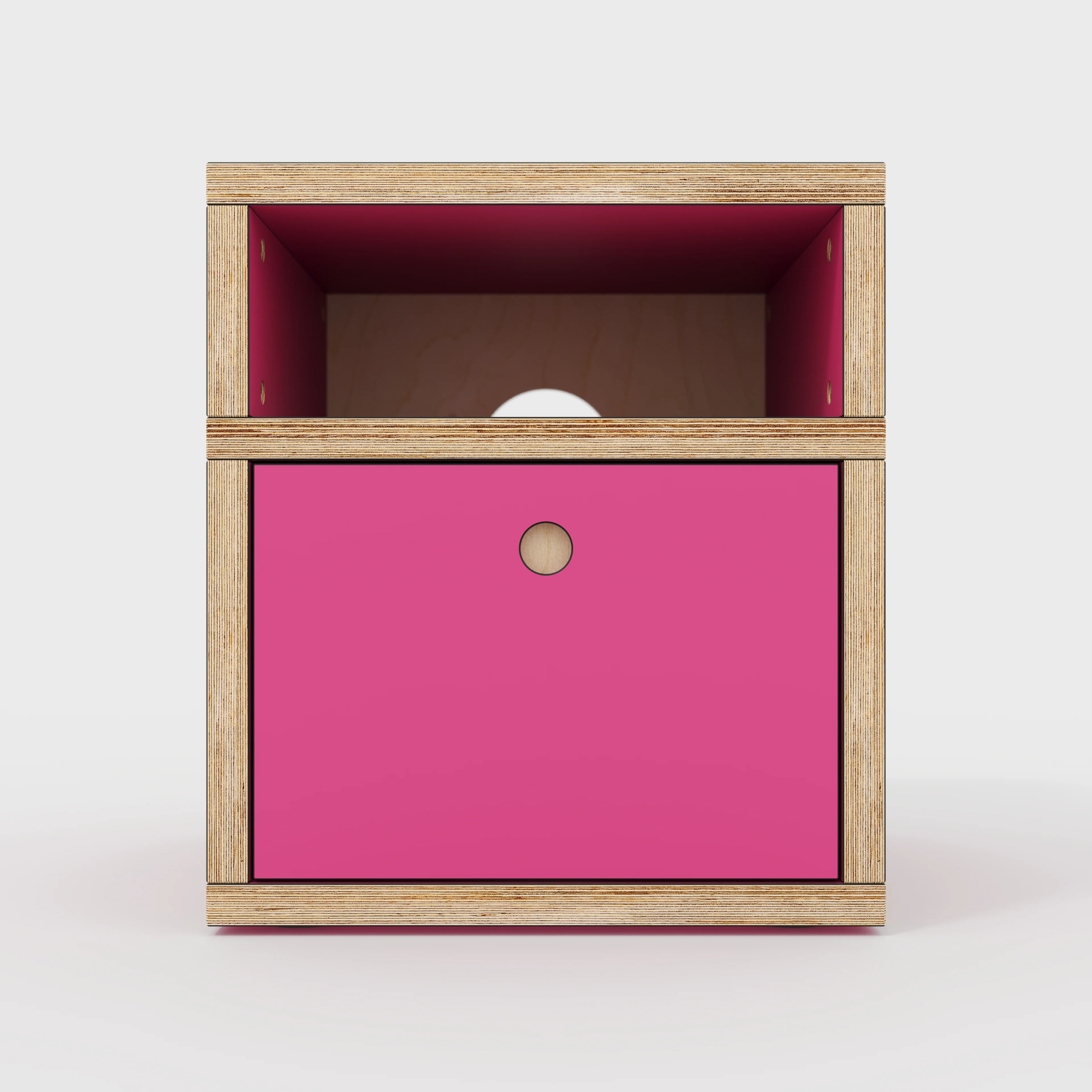 Plywood Bedside Table - Type 2 - with Drawer - Formica Juicy Pink - 400(w) x 400(d) x 450(h) - Image 3