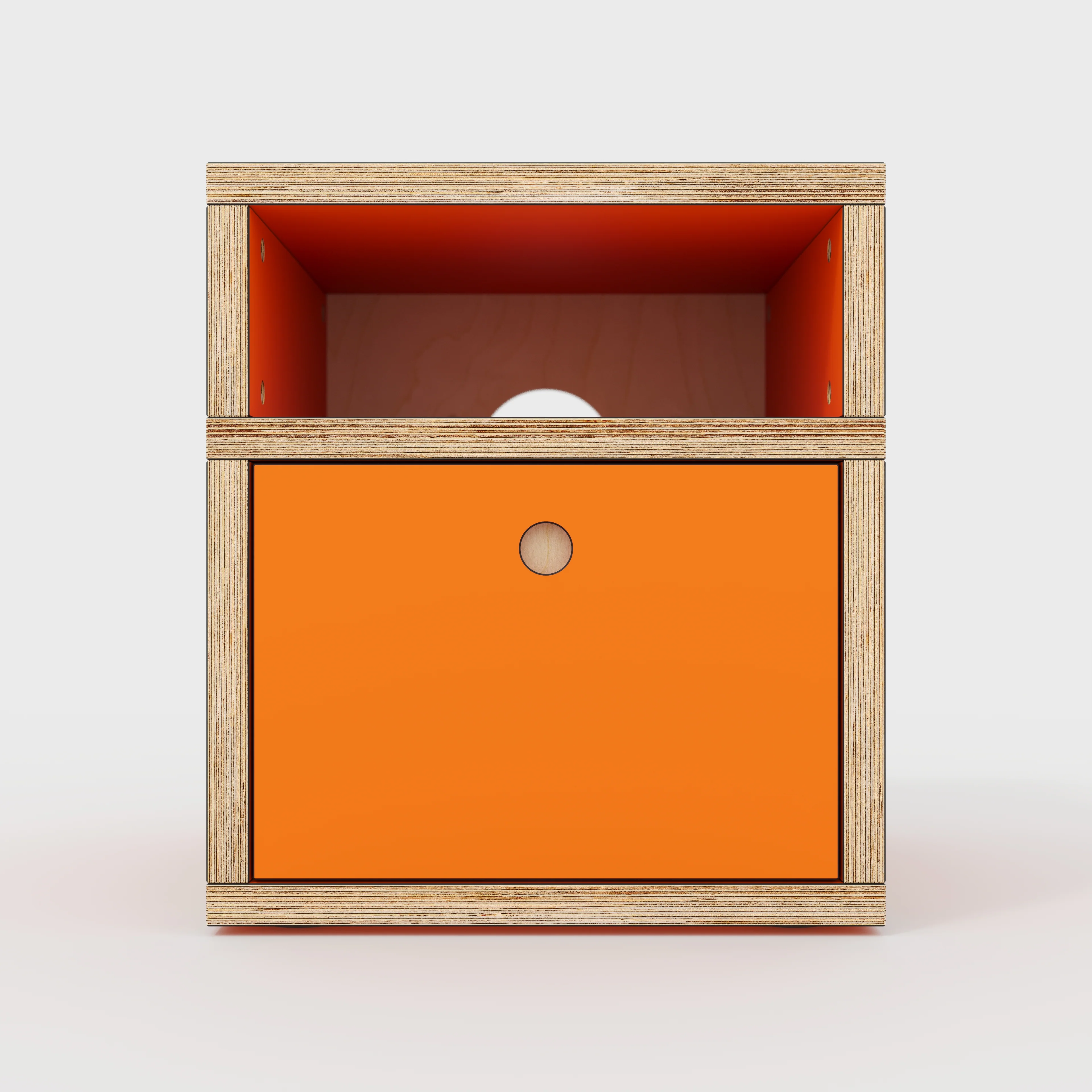 Plywood Bedside Table - Type 2 - with Drawer - Formica Levante Orange - 400(w) x 400(d) x 450(h) - Image 3