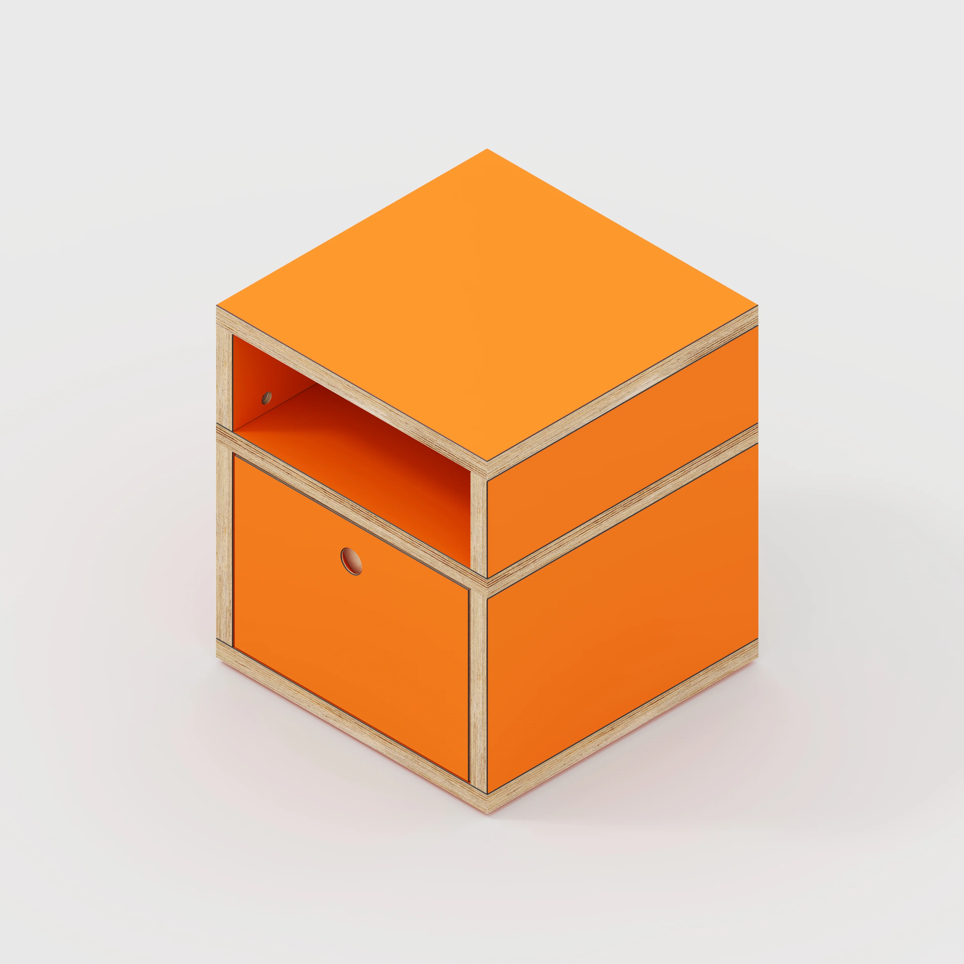 Plywood Bedside Table - Type 2 - with Drawer - Formica Levante Orange - 400(w) x 400(d) x 450(h) - Image 4
