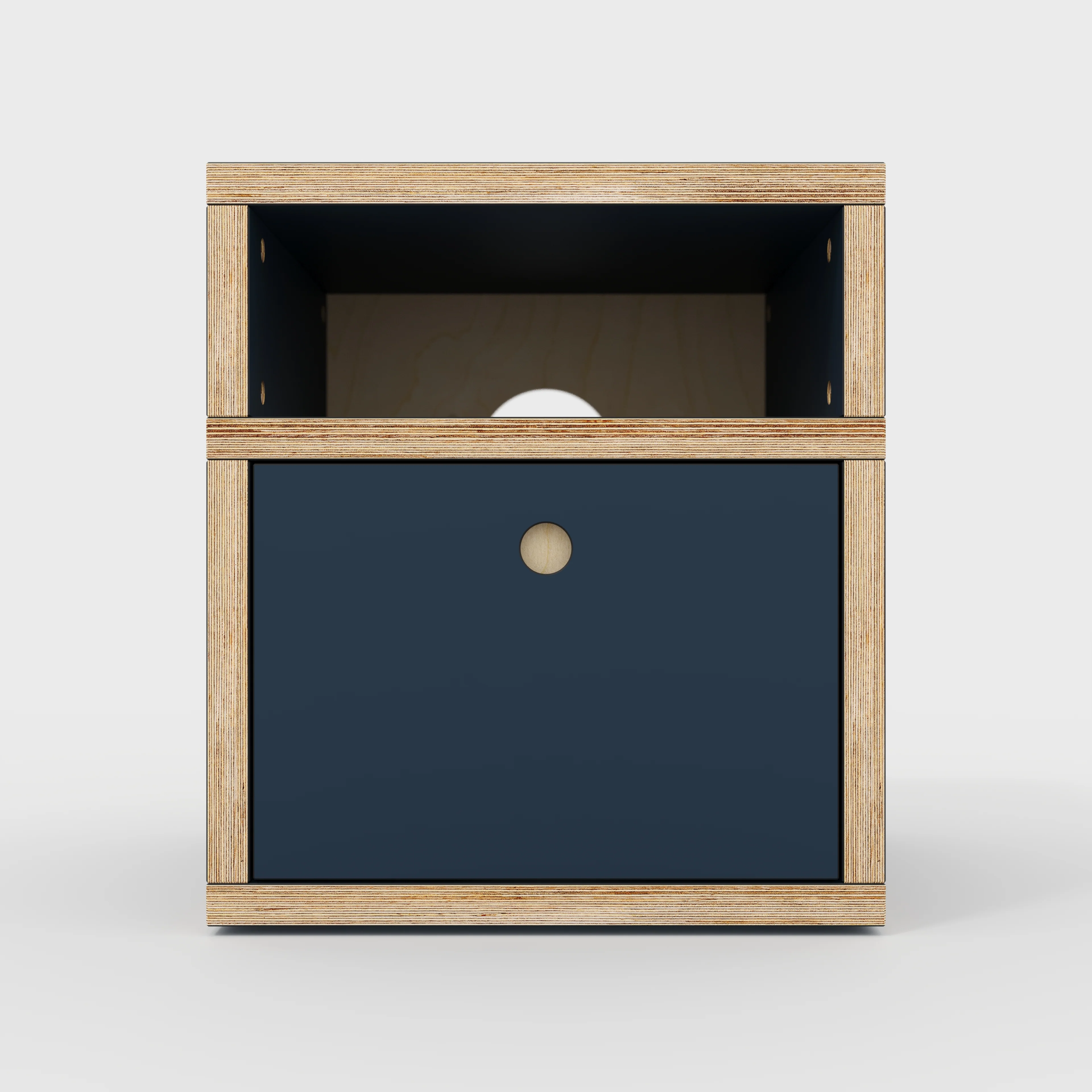 Plywood Bedside Table - Type 2 - with Drawer - Formica Night Sea Blue - 400(w) x 400(d) x 450(h) - Image 3