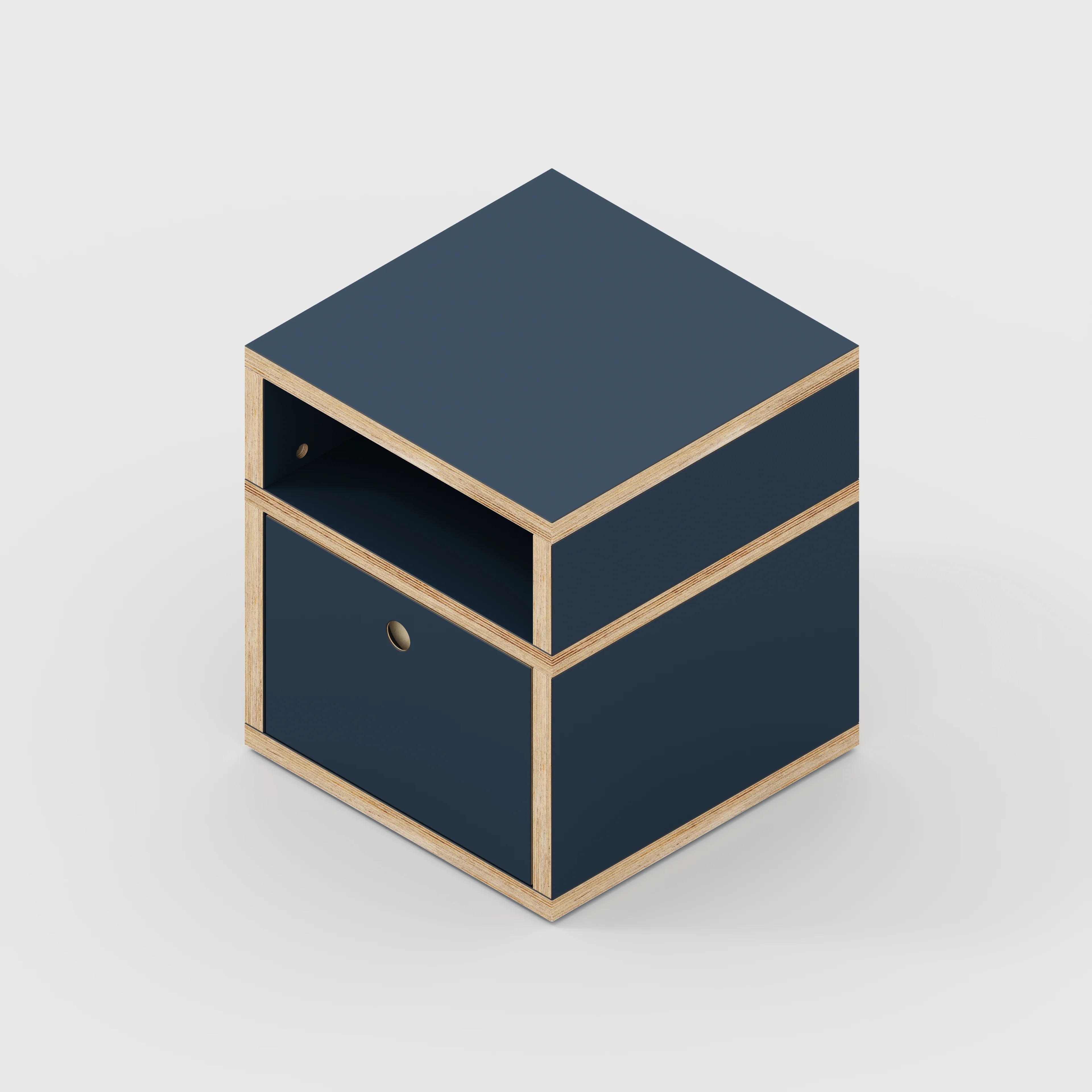 Plywood Bedside Table - Type 2 - with Drawer - Formica Night Sea Blue - 400(w) x 400(d) x 450(h) - Image 4