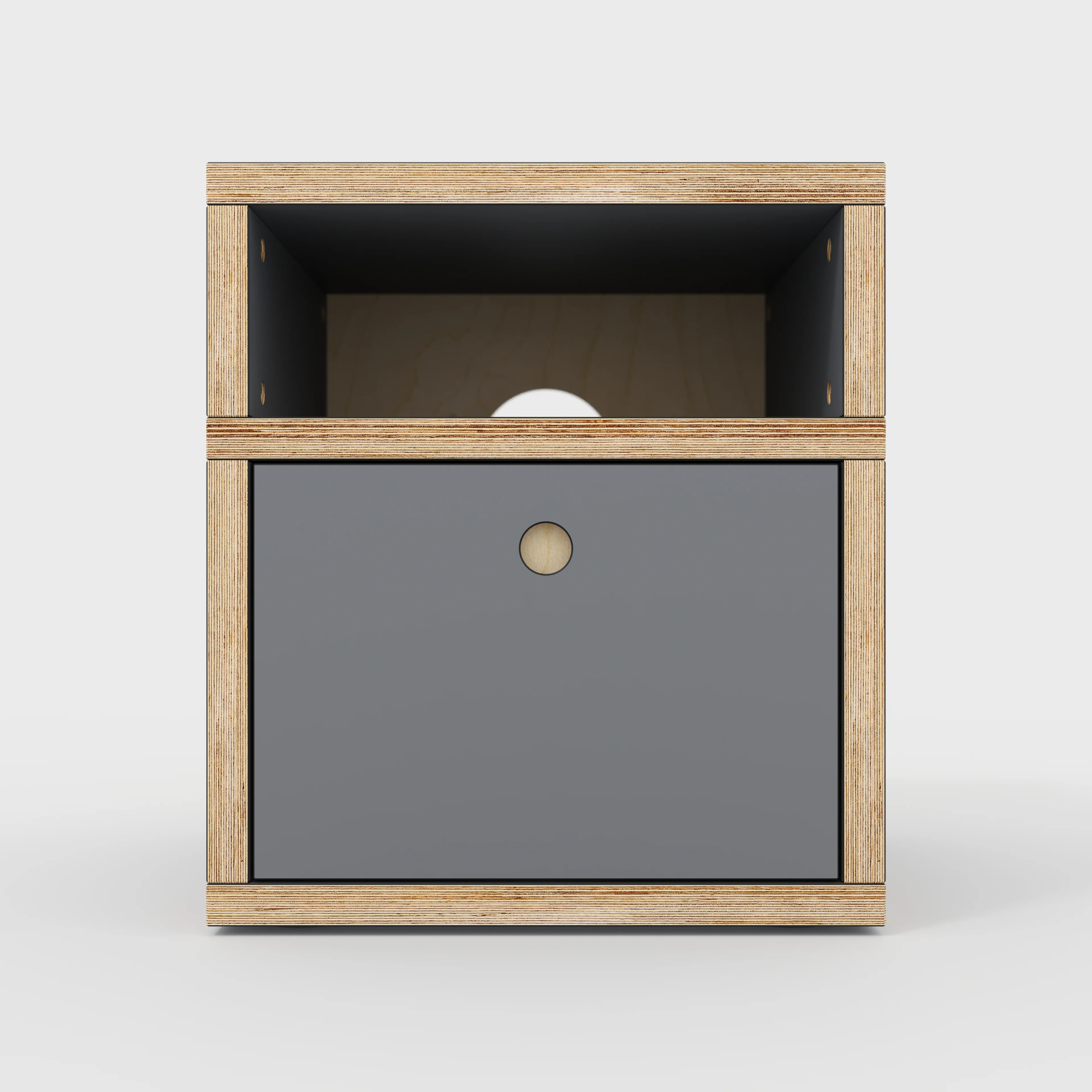 Plywood Bedside Table - Type 2 - with Drawer - Formica Tornado Grey - 400(w) x 400(d) x 450(h) - Image 3