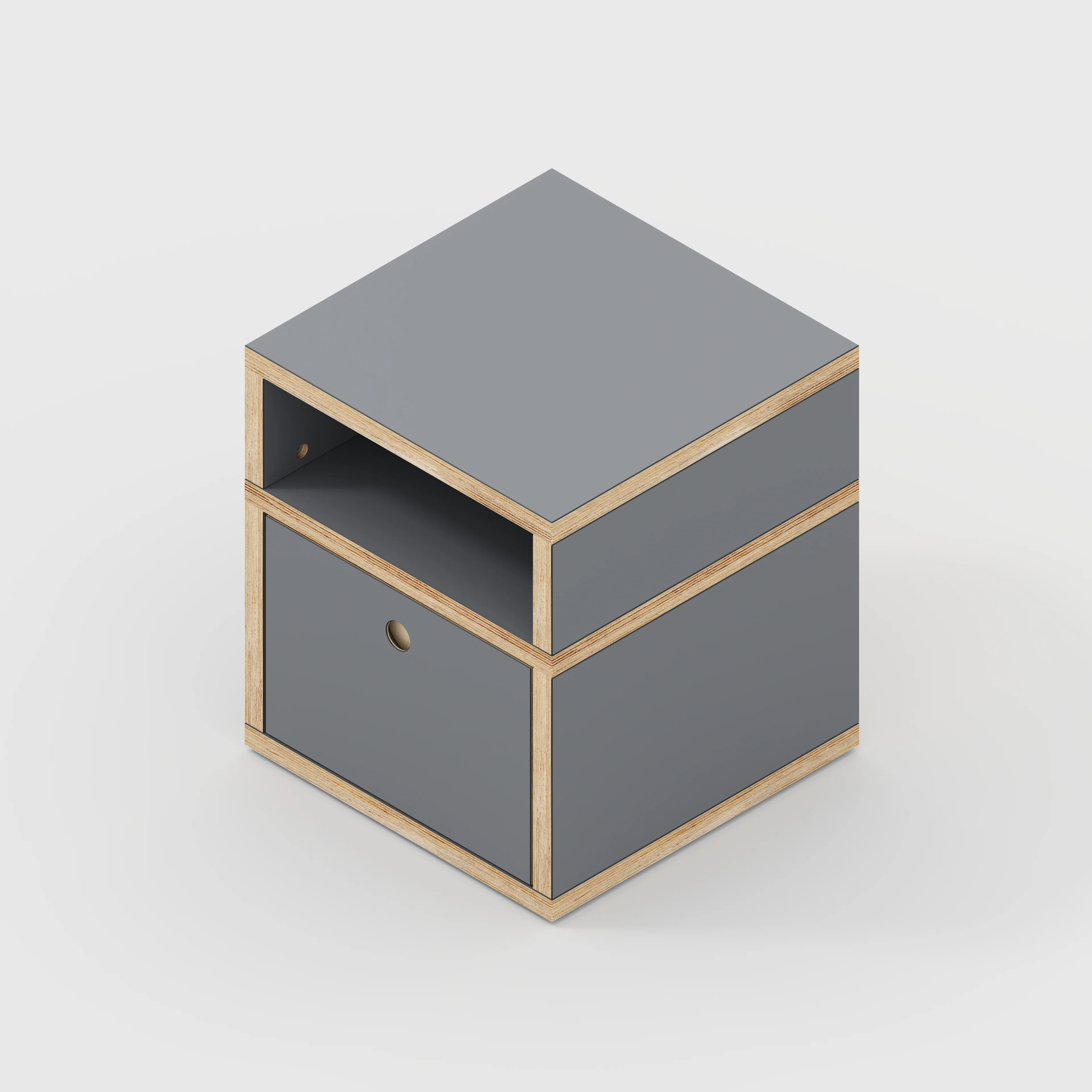 Plywood Bedside Table - Type 2 - with Drawer - Formica Tornado Grey - 400(w) x 400(d) x 450(h) - Image 4