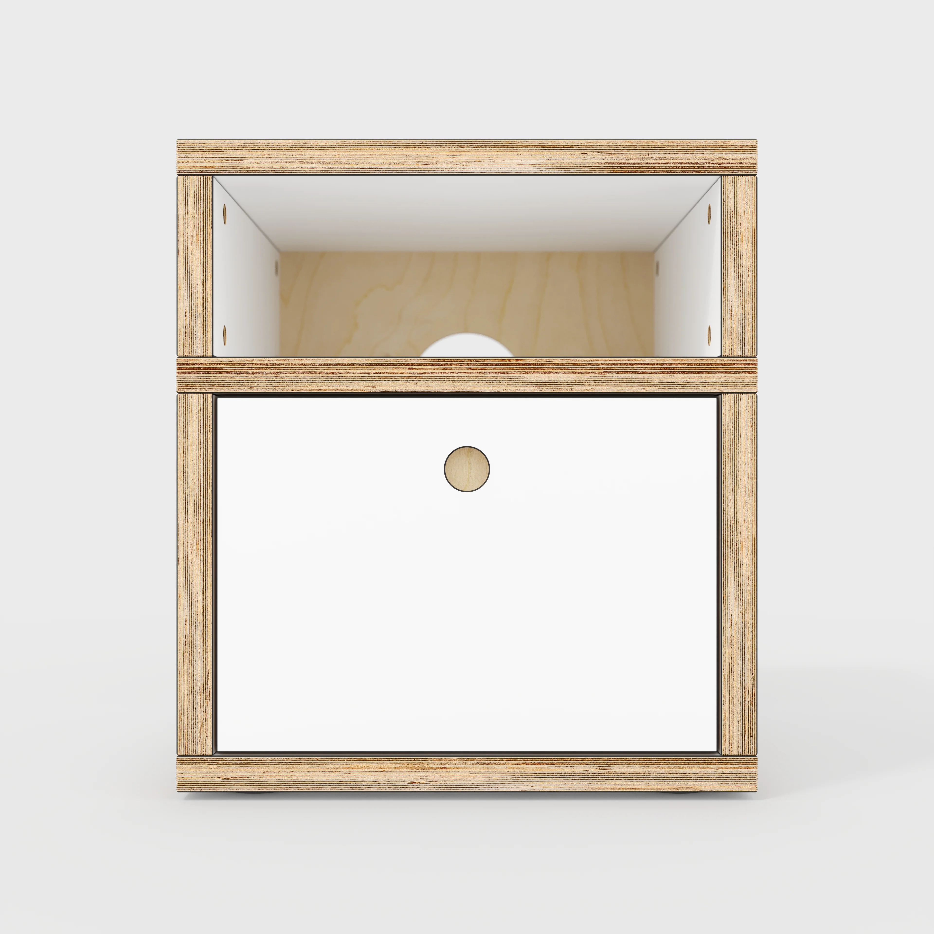 Plywood Bedside Table - Type 2 - with Drawer - Formica White - 400(w) x 400(d) x 450(h) - Image 3