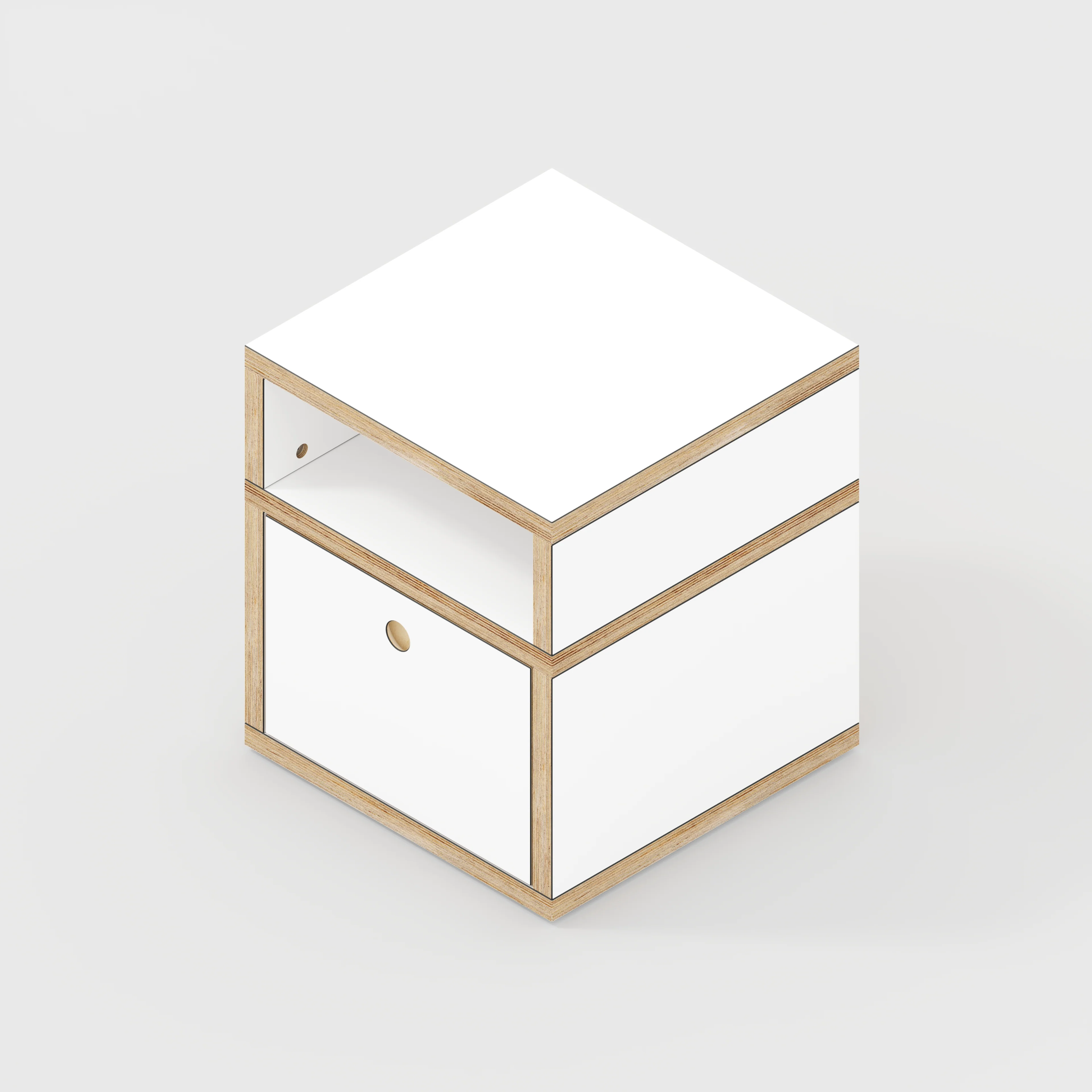 Plywood Bedside Table - Type 2 - with Drawer - Formica White - 400(w) x 400(d) x 450(h) - Image 4