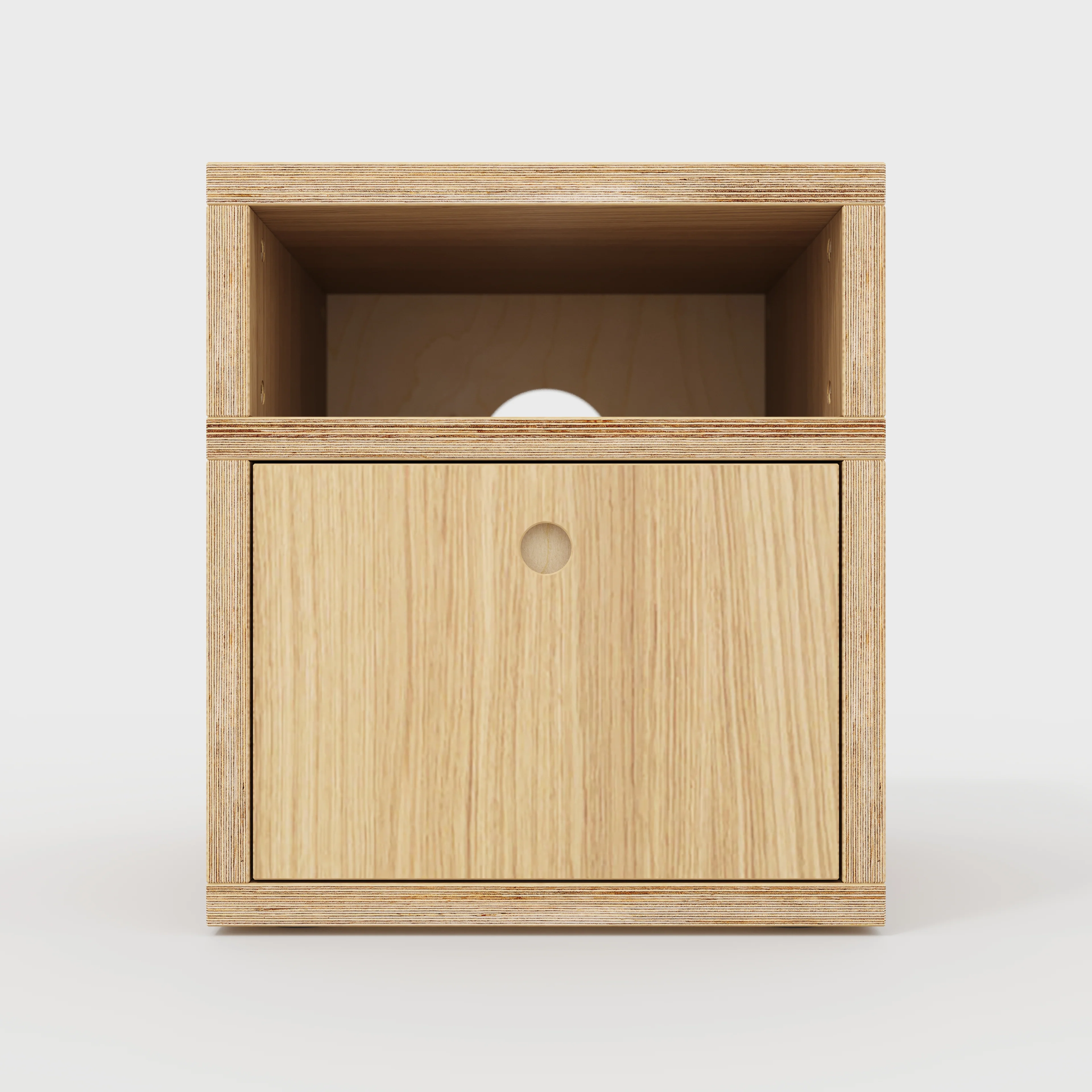 Plywood Bedside Table - Type 2 - with Drawer - Plywood Oak - 400(w) x 400(d) x 450(h) - Image 3