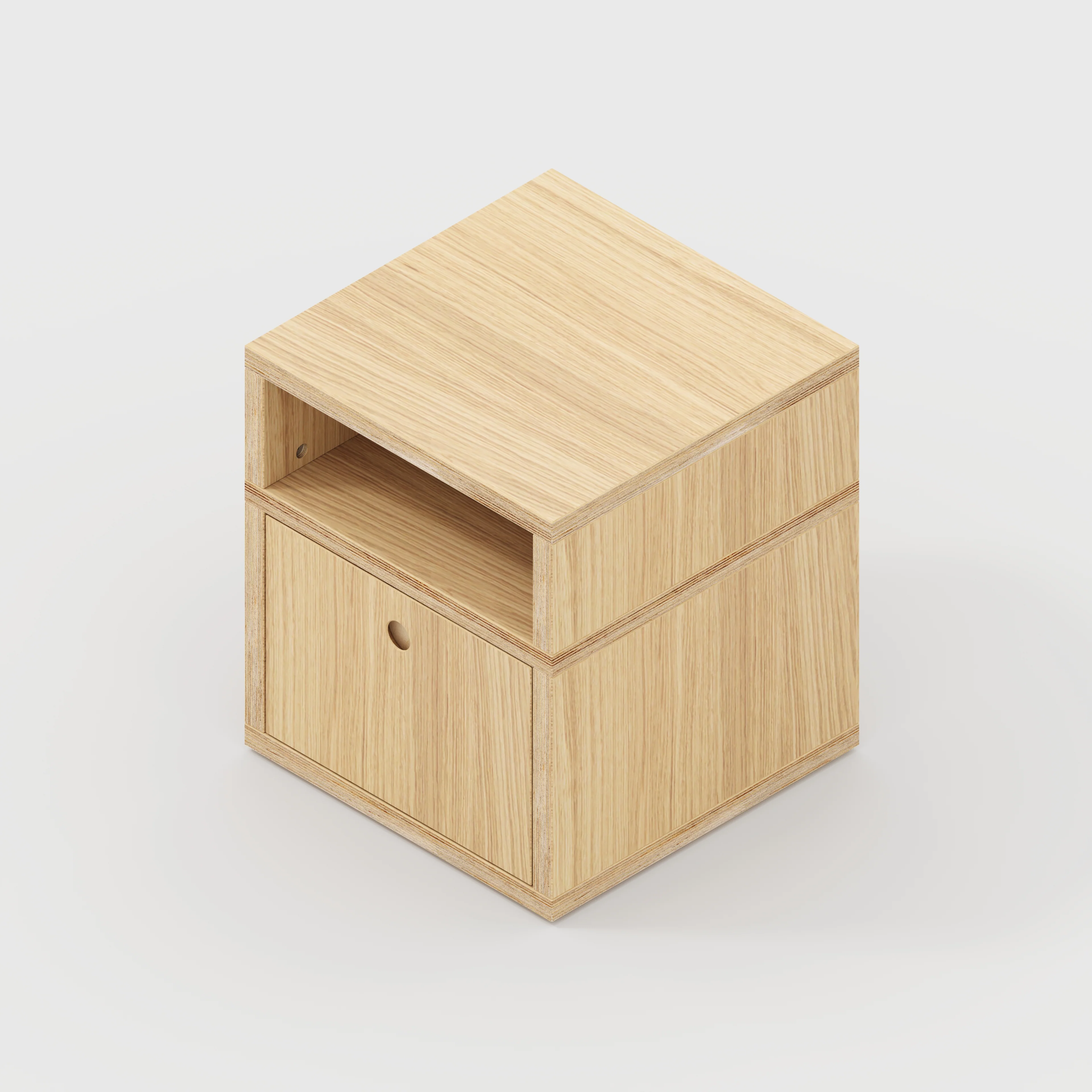 Plywood Bedside Table - Type 2 - with Drawer - Plywood Oak - 400(w) x 400(d) x 450(h) - Image 4