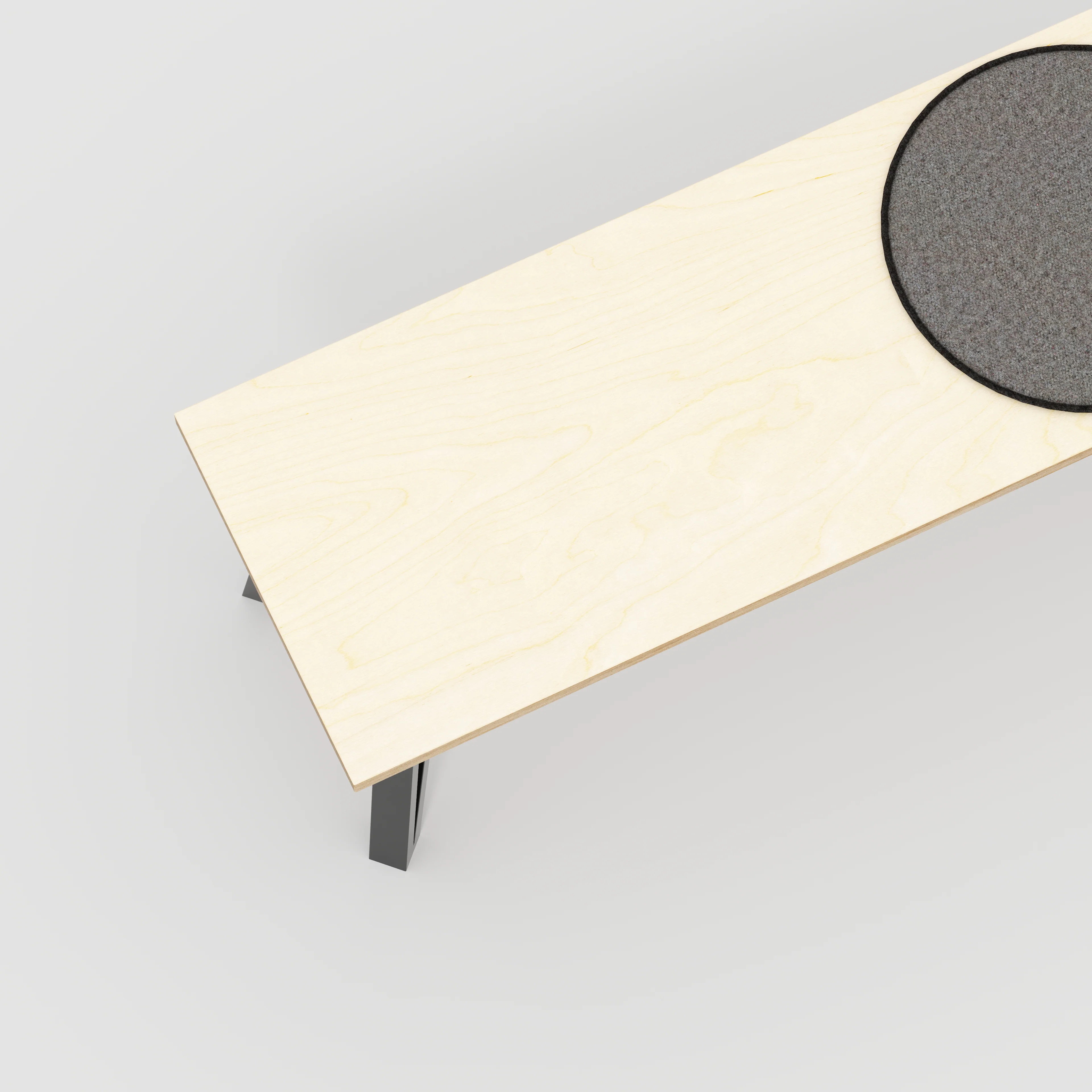 Plywood Bench Seat with Black Box Hairpin Legs - Plywood Birch - 1600(w) x 400(d) x 450(h) - Image 3