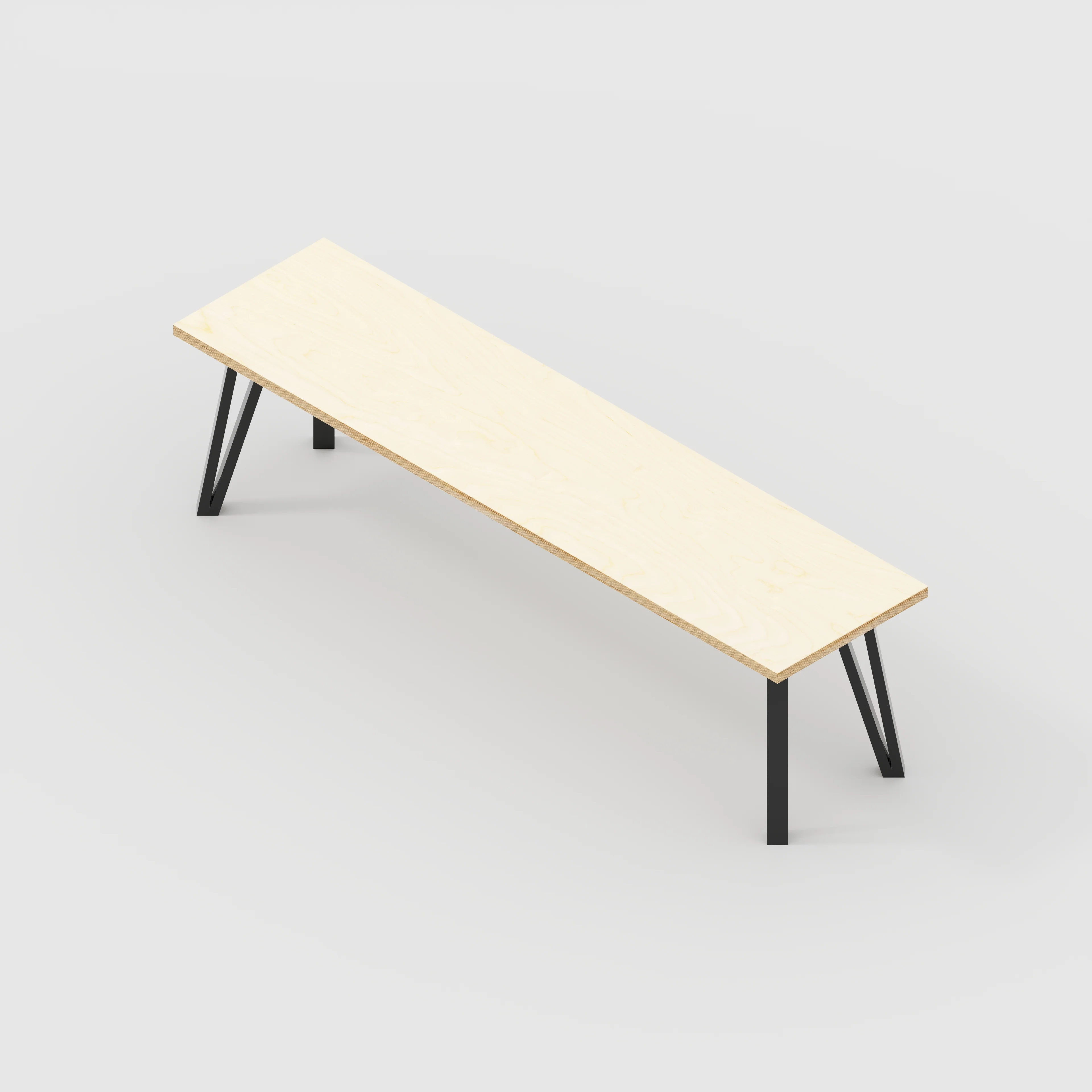 Plywood Bench Seat with Black Box Hairpin Legs - Plywood Birch - 1600(w) x 400(d) x 450(h) - Image 5