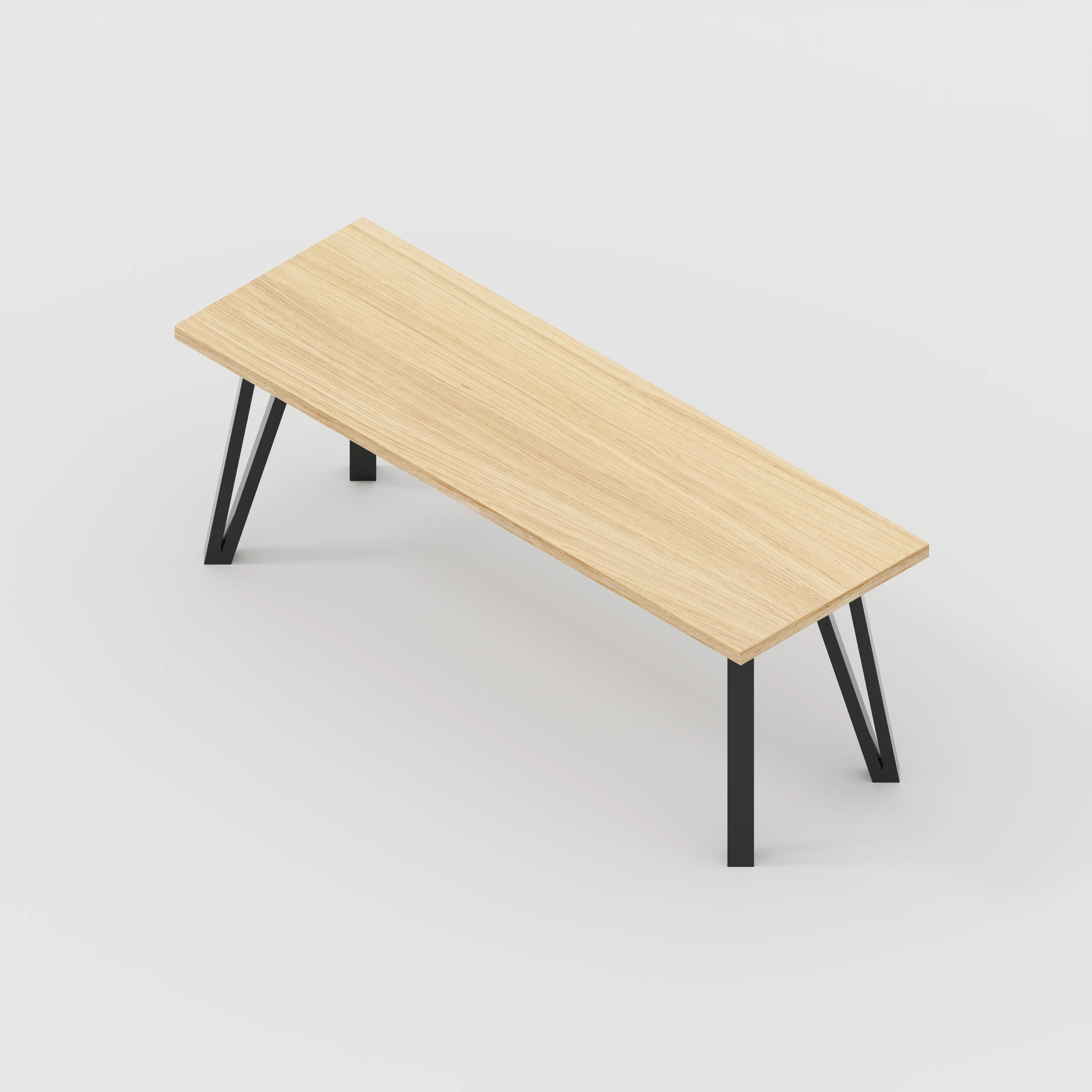 Plywood Bench Seat with Black Box Hairpin Legs - Plywood Oak - 1200(w) x 400(d) x 450(h) - Image 5