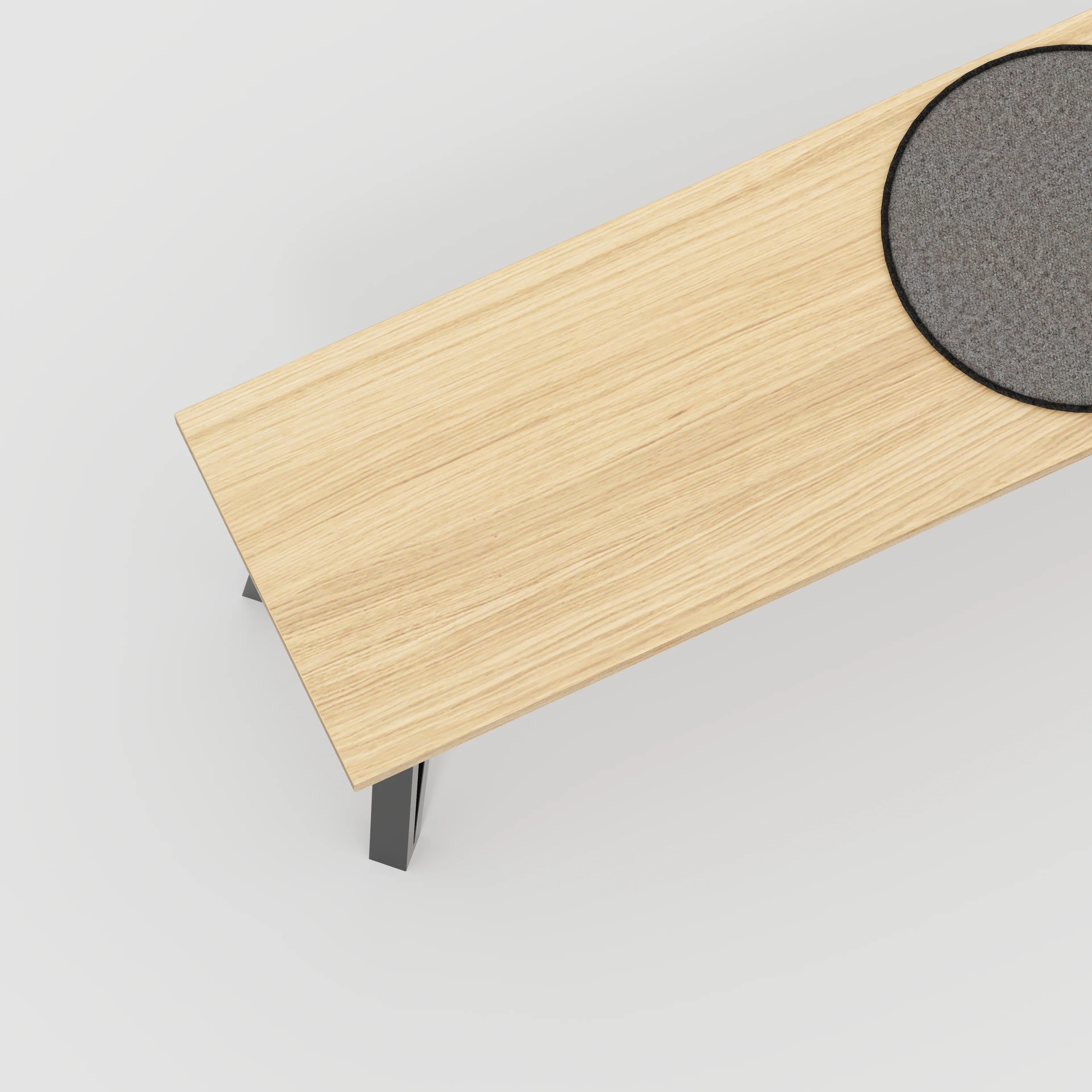 Plywood Bench Seat with Black Box Hairpin Legs - Plywood Oak - 1600(w) x 400(d) x 450(h) - Image 3