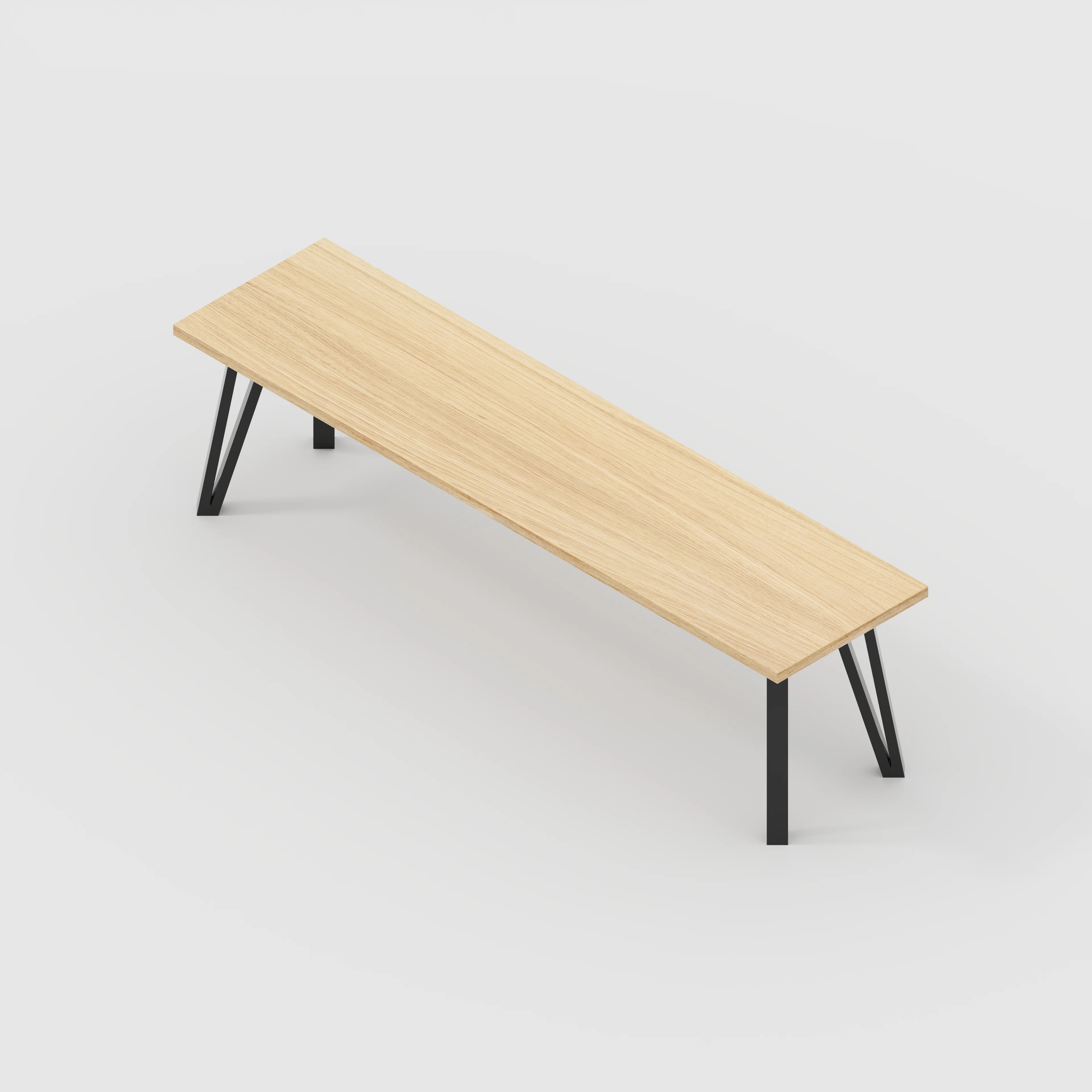 Plywood Bench Seat with Black Box Hairpin Legs - Plywood Oak - 1600(w) x 400(d) x 450(h) - Image 5