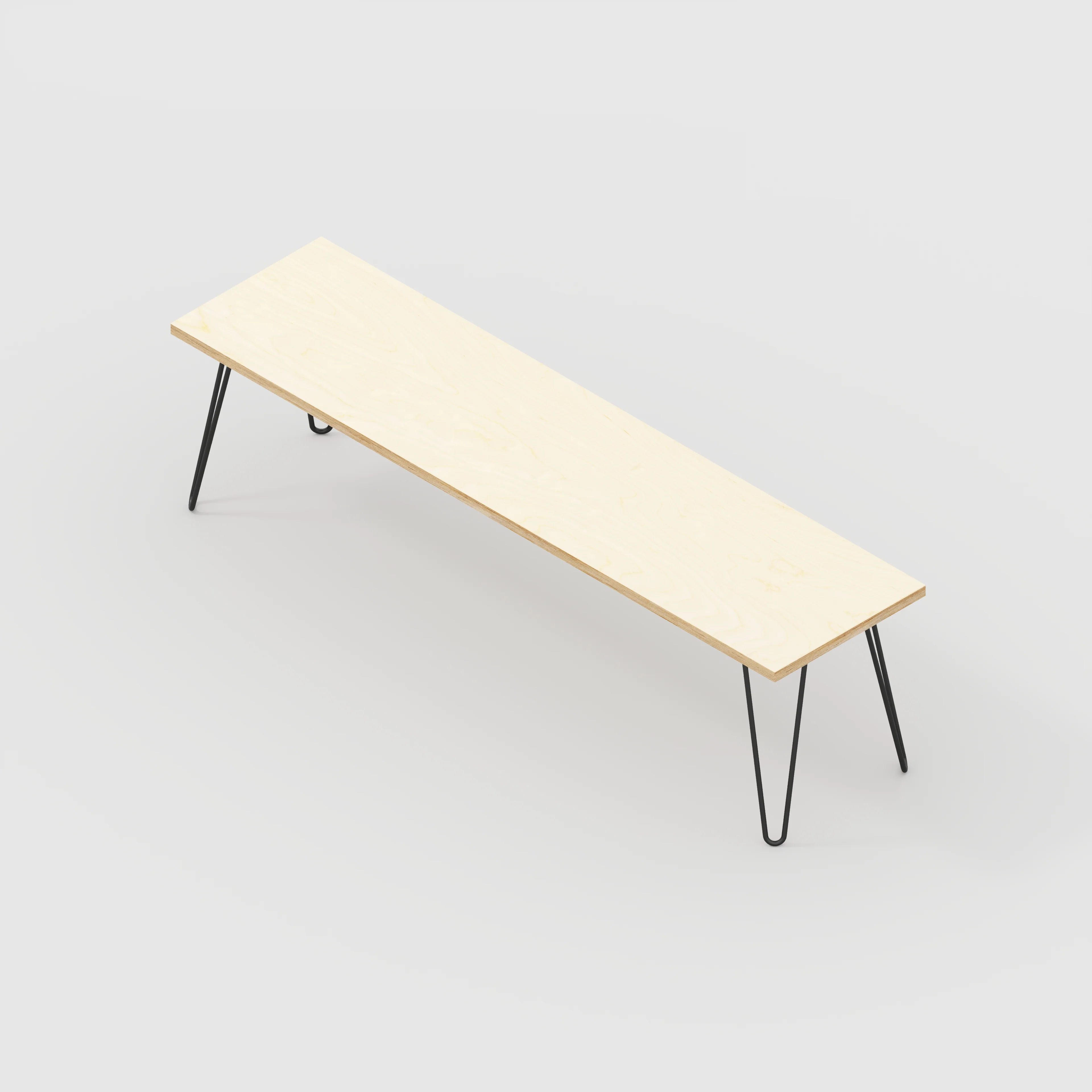 Plywood Bench Seat with Black Hairpin Legs - Plywood Birch - 1600(w) x 400(d) - Image 3