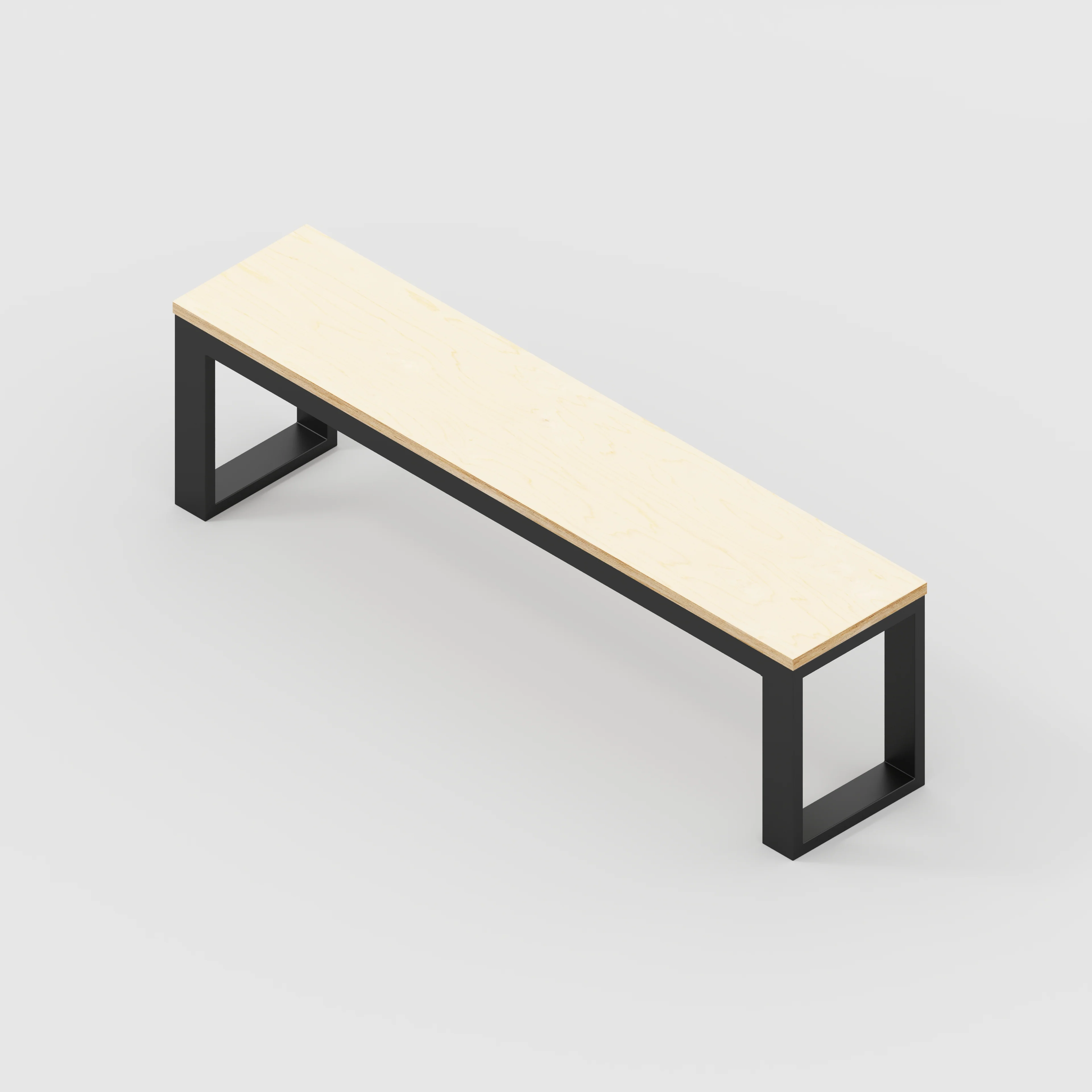 Plywood Bench Seat with Black Industrial Frame - Plywood Birch - 1500(w) x 325(d) - Image 3