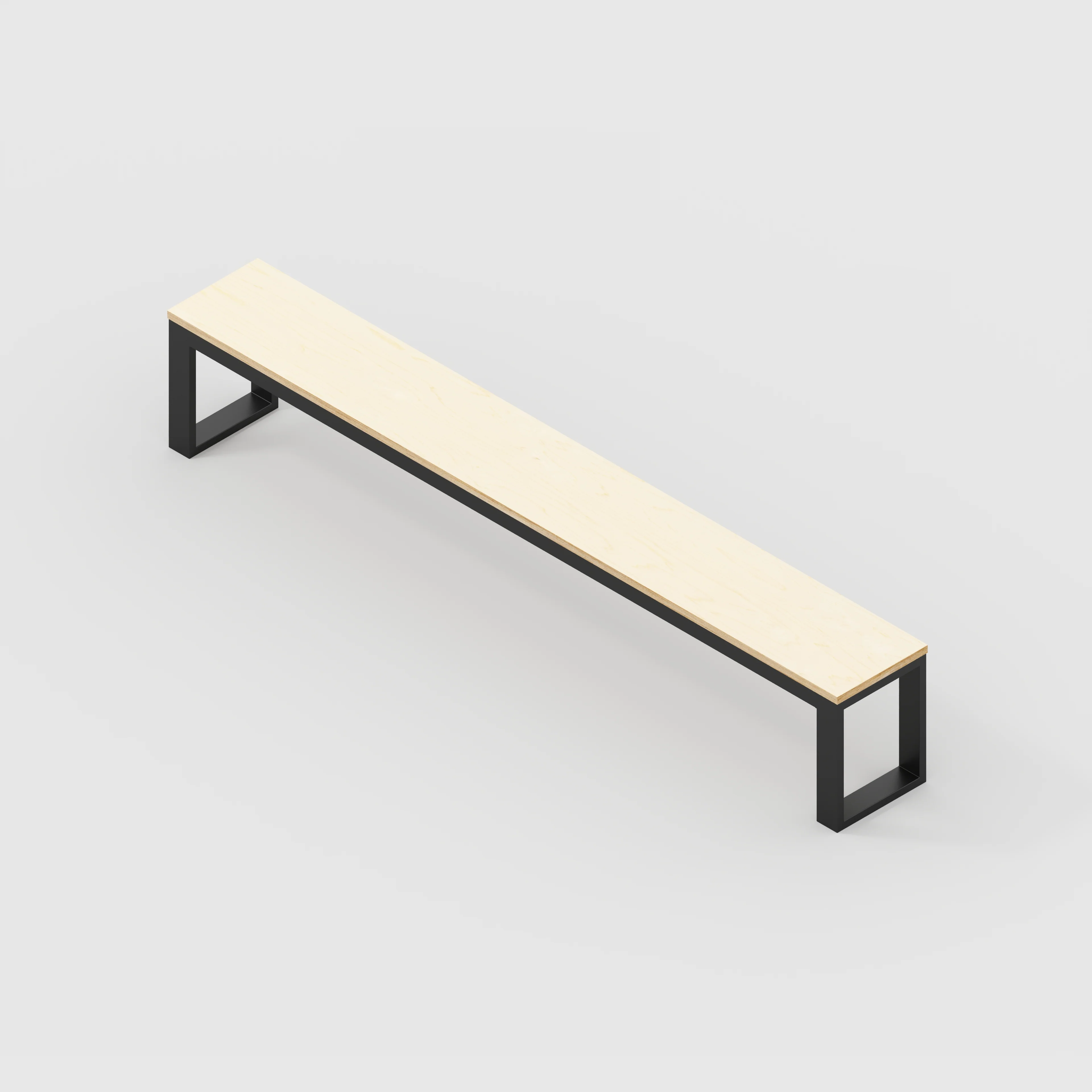 Plywood Bench Seat with Black Industrial Frame - Plywood Birch - 2400(w) x 325(d) - Image 3