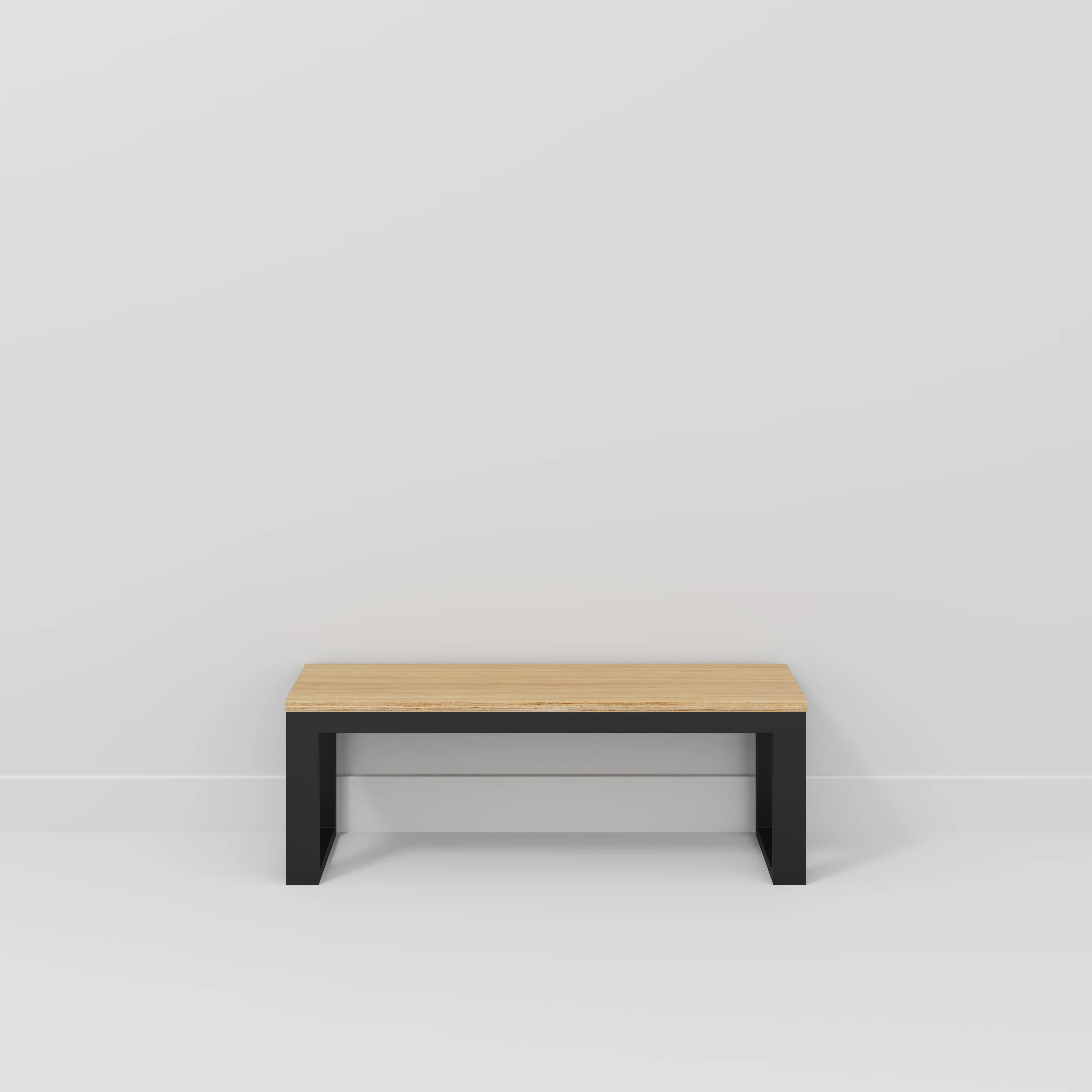 Plywood Bench Seat with Black Industrial Frame - Plywood Oak - 1200(w) x 325(d) - Image 2