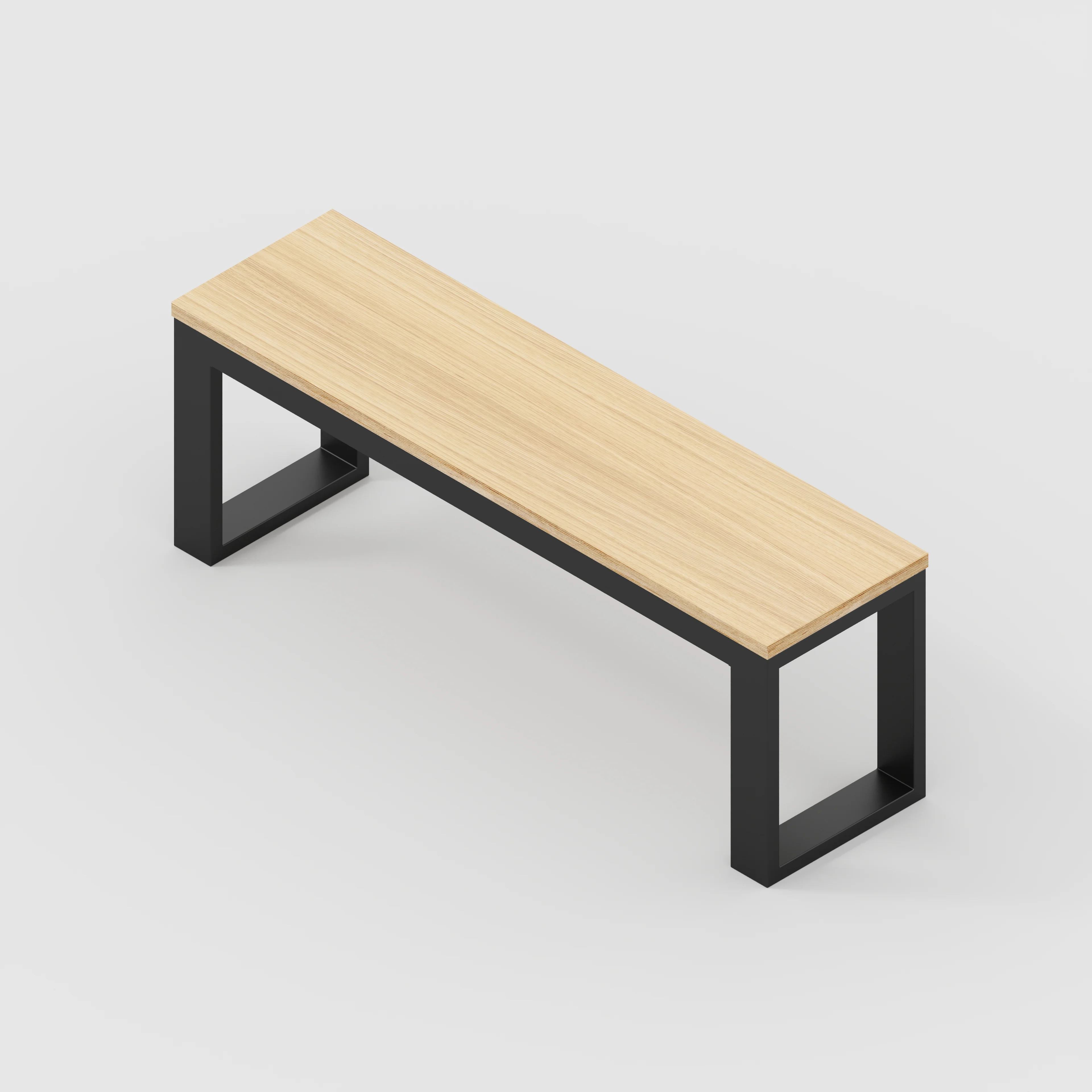 Plywood Bench Seat with Black Industrial Frame - Plywood Oak - 1200(w) x 325(d) - Image 3