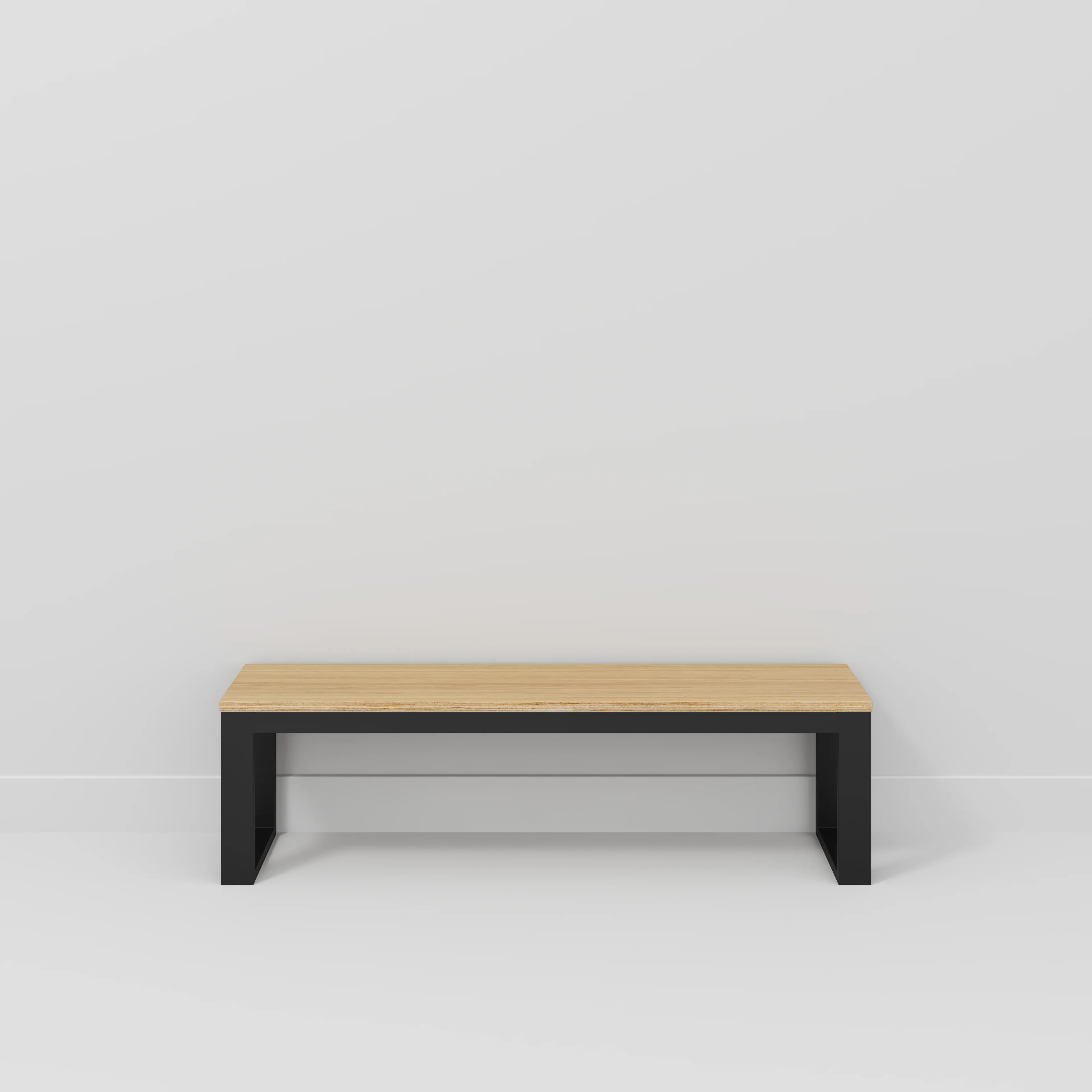 Plywood Bench Seat with Black Industrial Frame - Plywood Oak - 1500(w) x 325(d) - Image 2