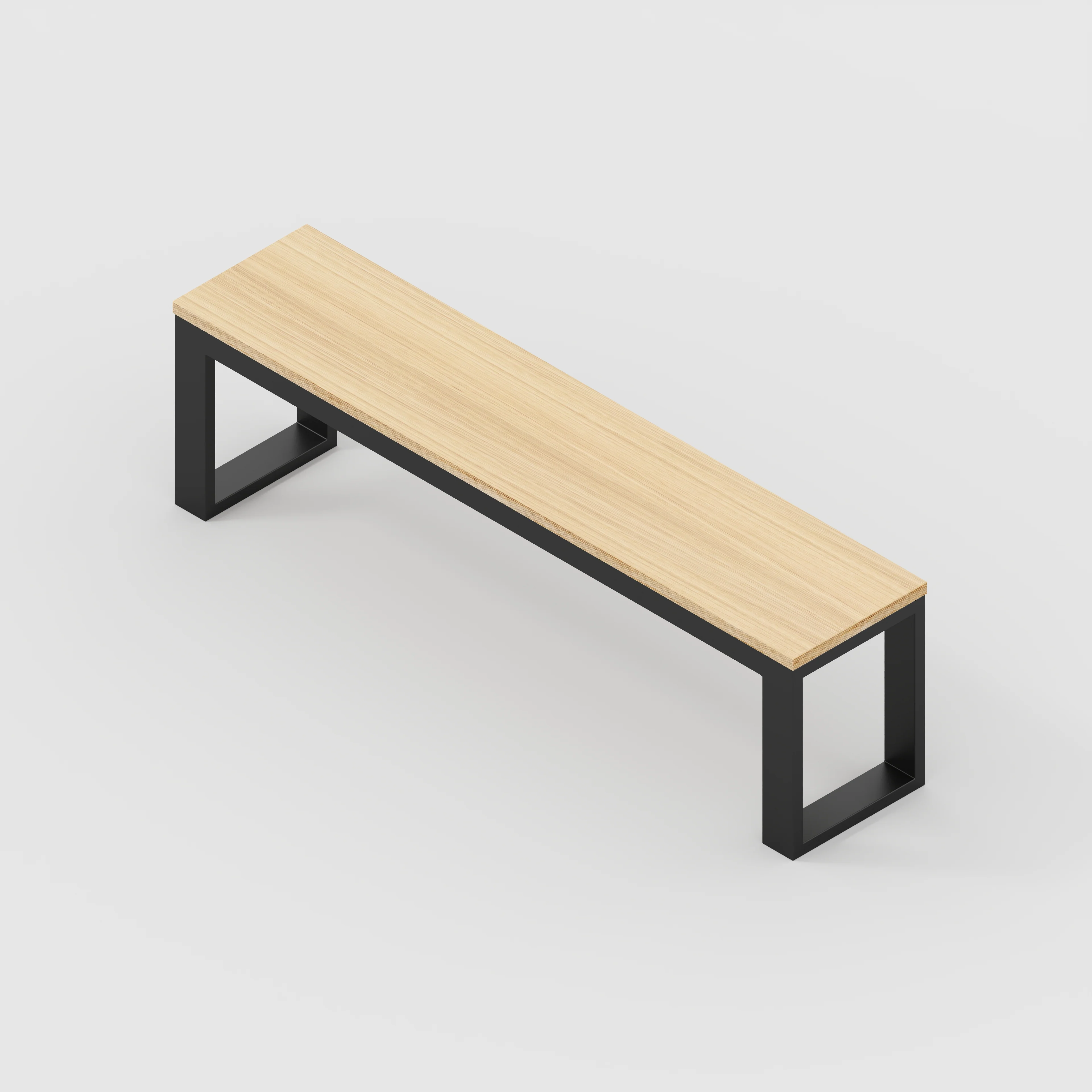 Plywood Bench Seat with Black Industrial Frame - Plywood Oak - 1500(w) x 325(d) - Image 3