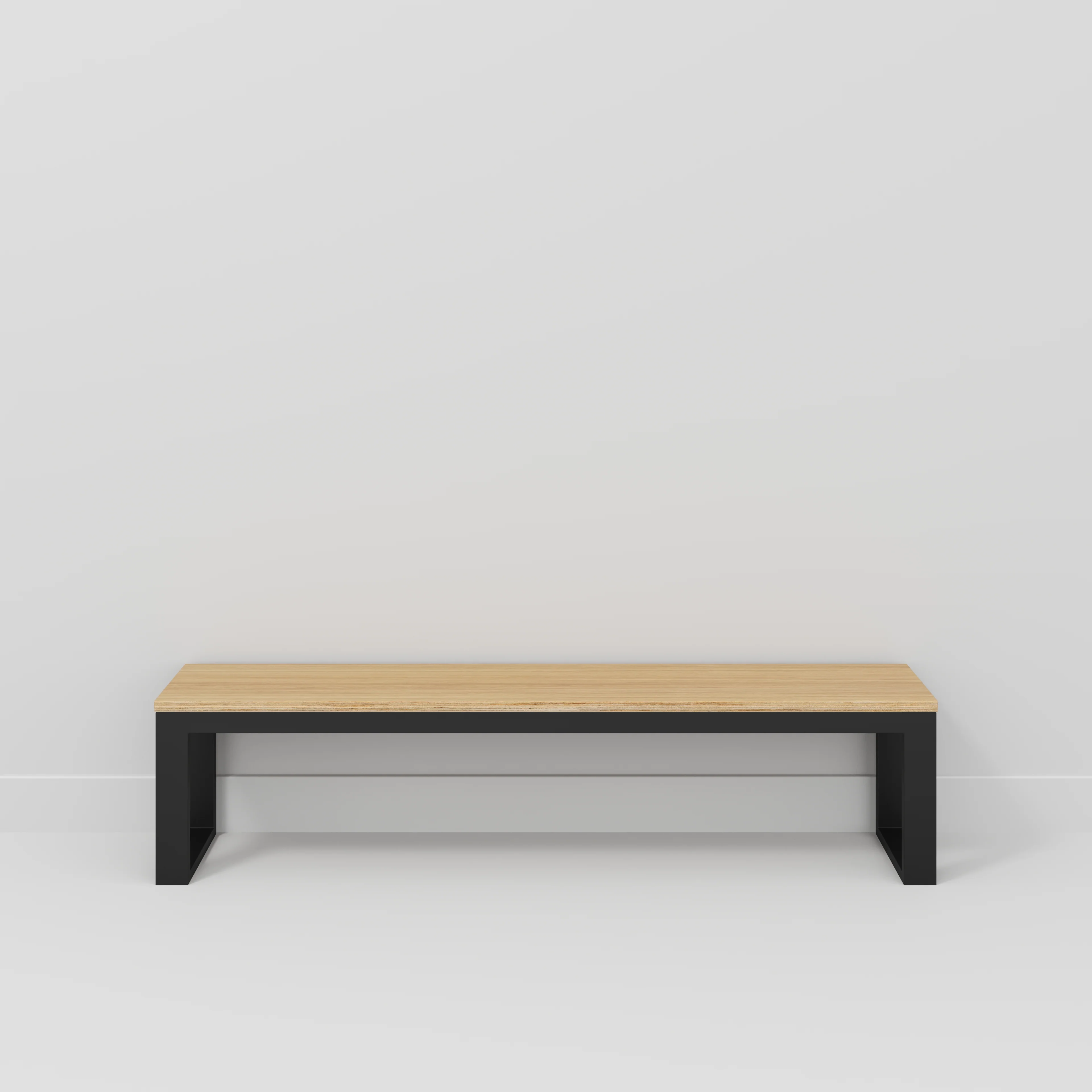 Plywood Bench Seat with Black Industrial Frame - Plywood Oak - 1800(w) x 325(d) - Image 2