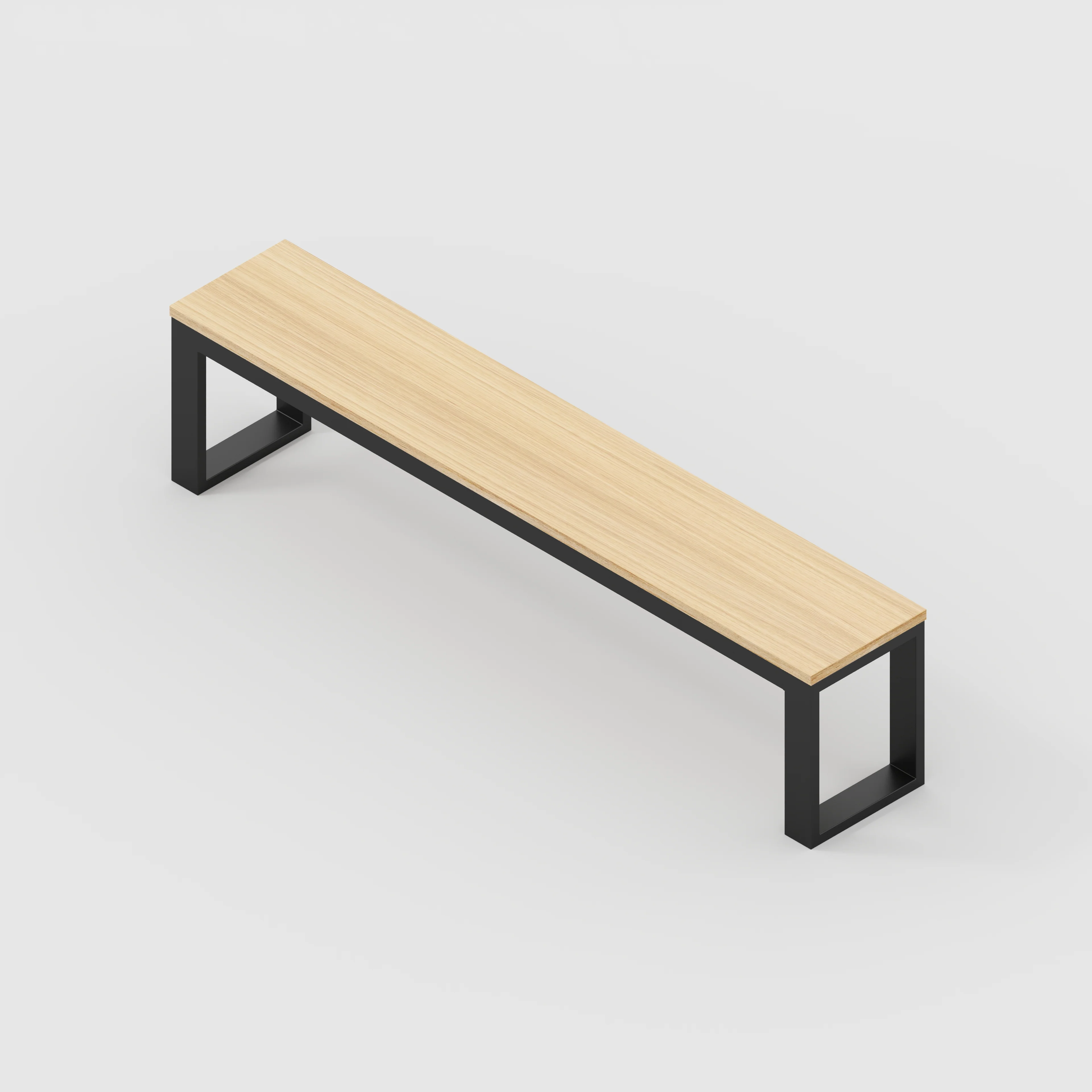 Plywood Bench Seat with Black Industrial Frame - Plywood Oak - 1800(w) x 325(d) - Image 3