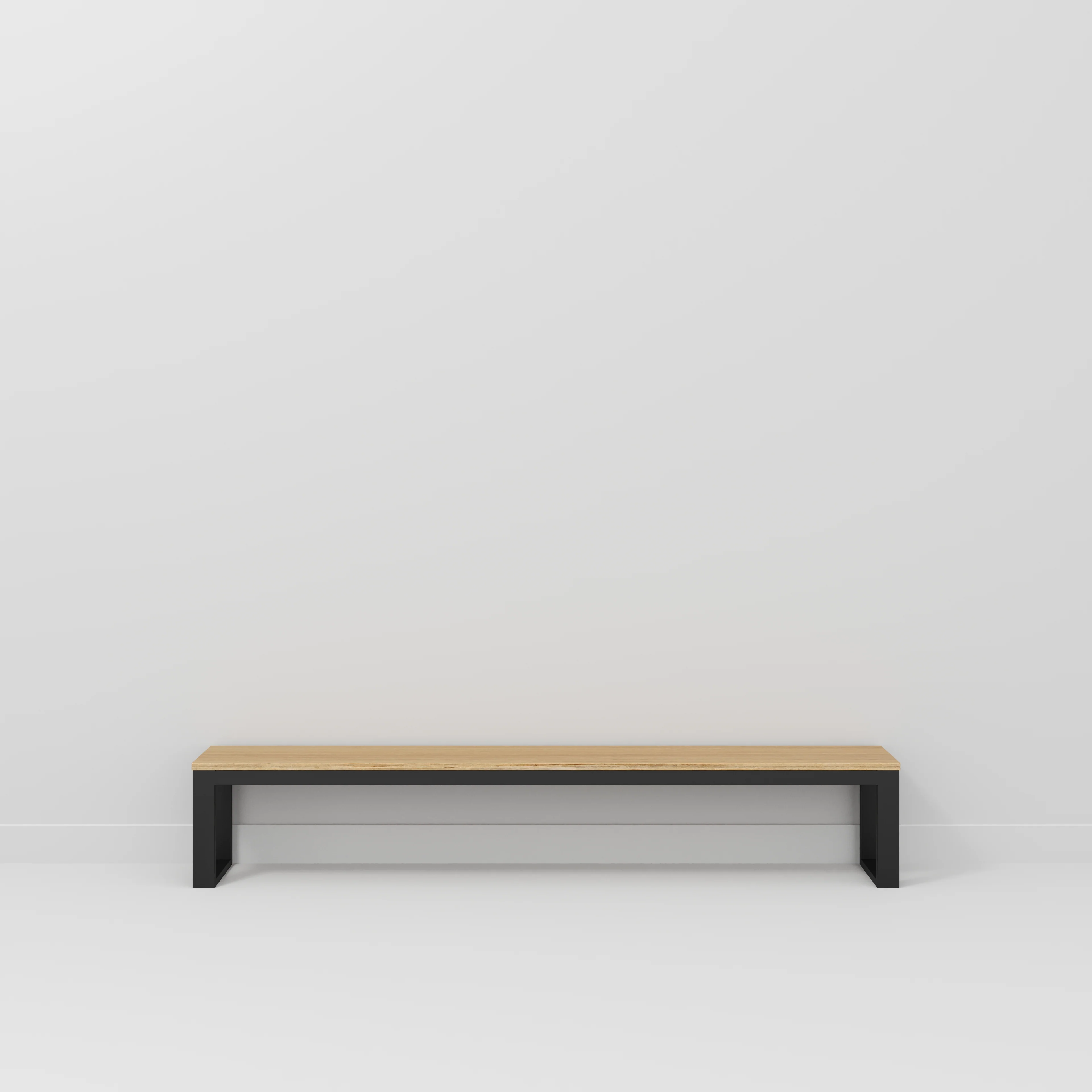 Plywood Bench Seat with Black Industrial Frame - Plywood Oak - 2400(w) x 325(d) - Image 2