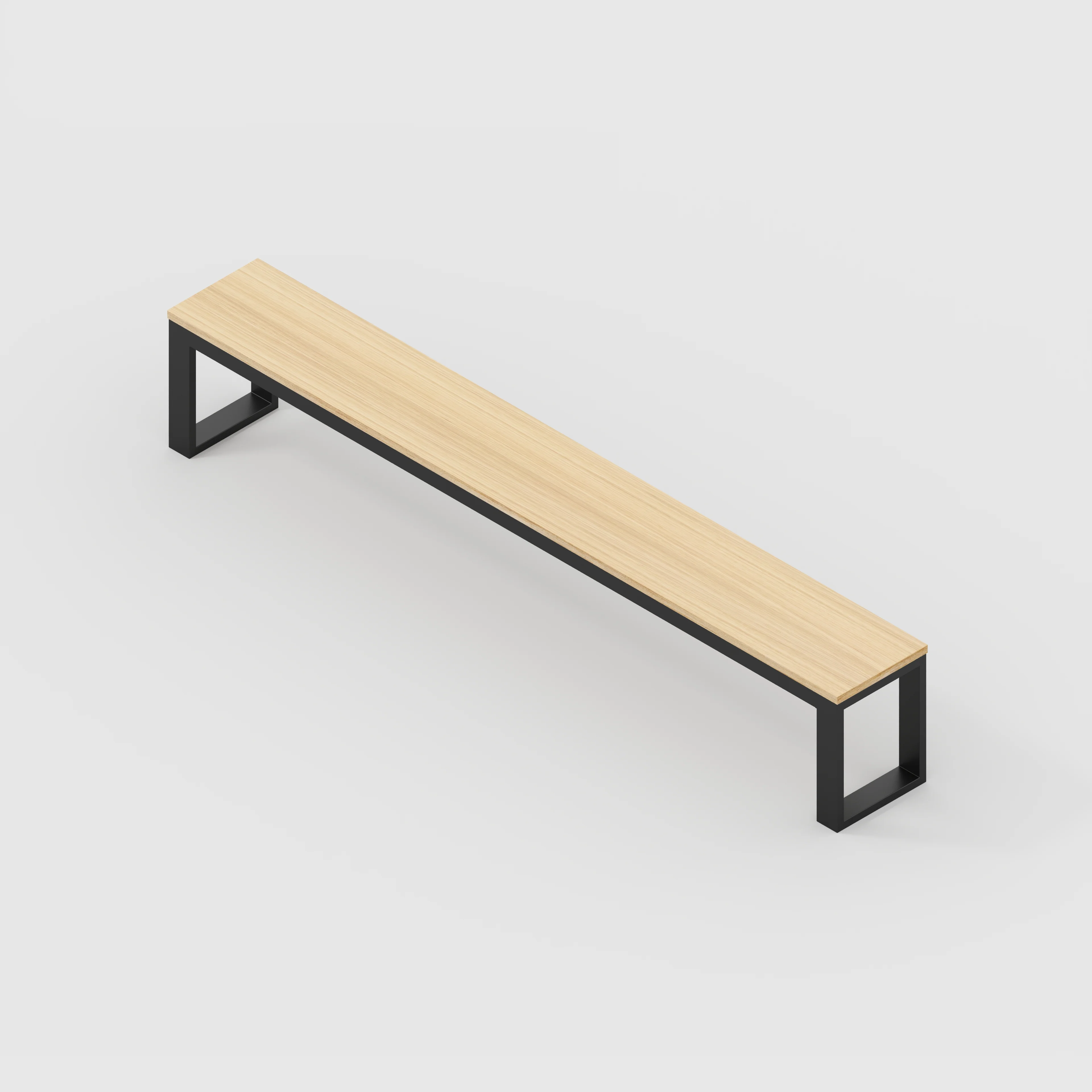 Plywood Bench Seat with Black Industrial Frame - Plywood Oak - 2400(w) x 325(d) - Image 3