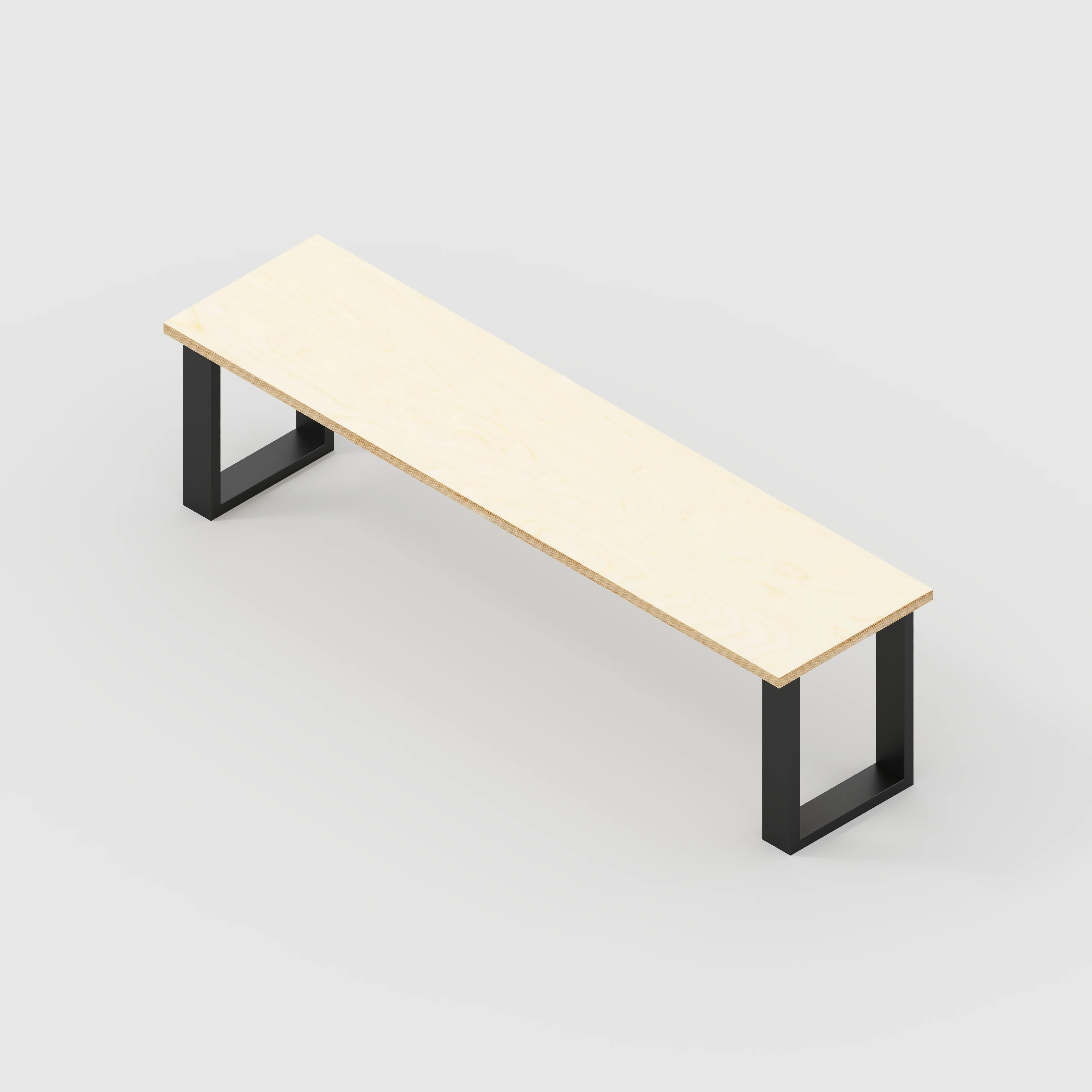 Plywood Bench Seat with Black Industrial Legs - Plywood Birch - 1600(w) x 400(d) - Image 3