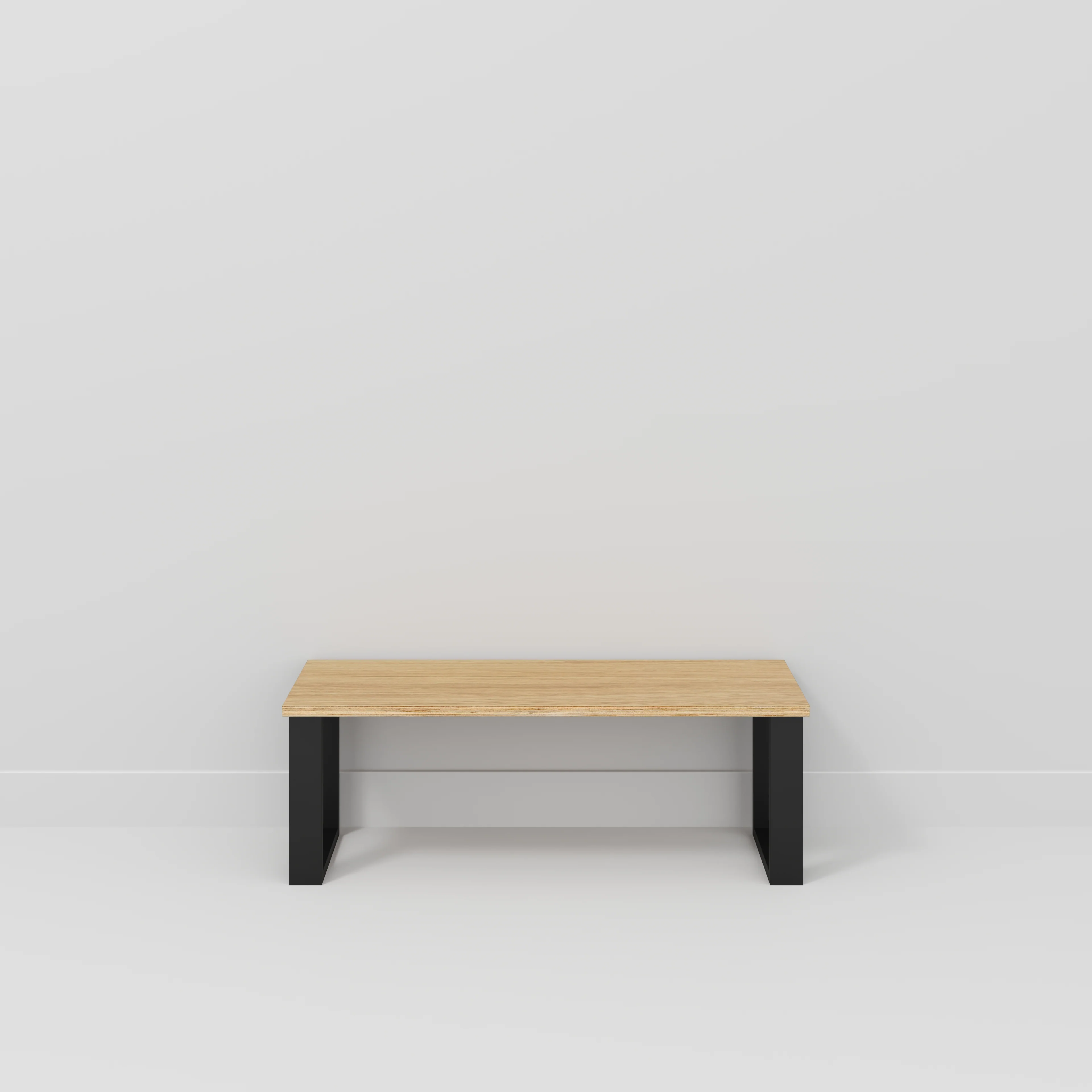 Plywood Bench Seat with Black Industrial Legs - Plywood Oak - 1200(w) x 400(d) - Image 2