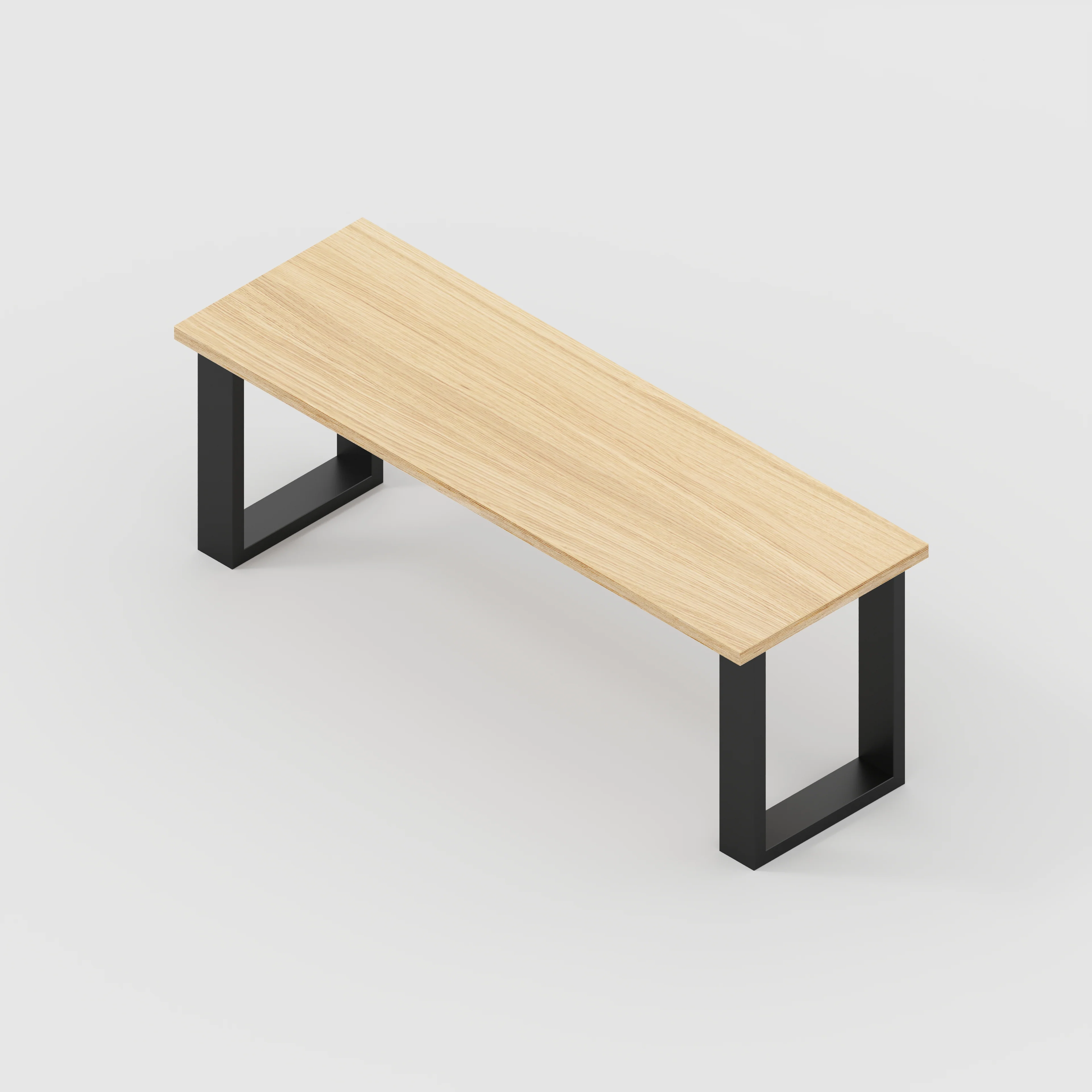 Plywood Bench Seat with Black Industrial Legs - Plywood Oak - 1200(w) x 400(d) - Image 3