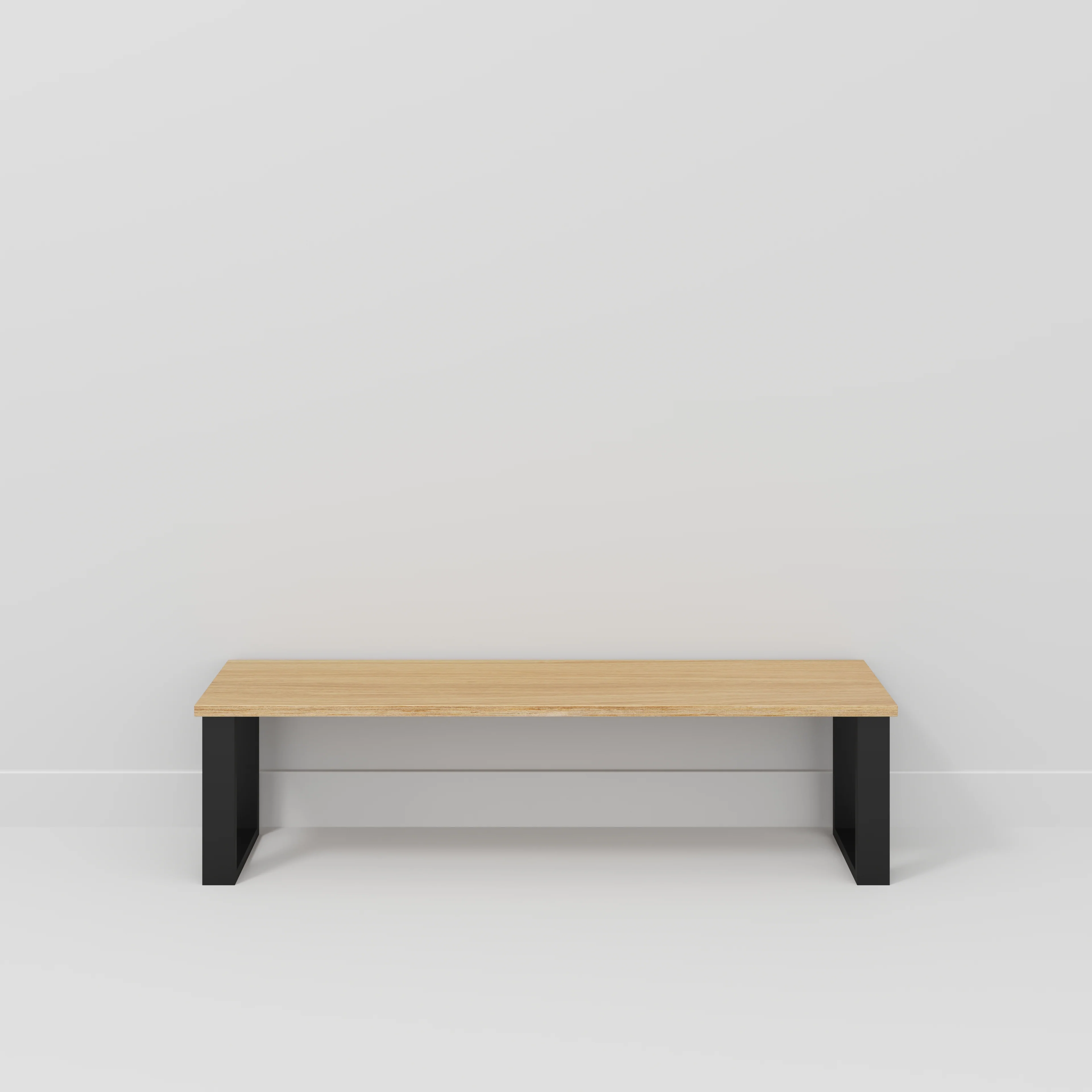 Plywood Bench Seat with Black Industrial Legs - Plywood Oak - 1600(w) x 400(d) - Image 2