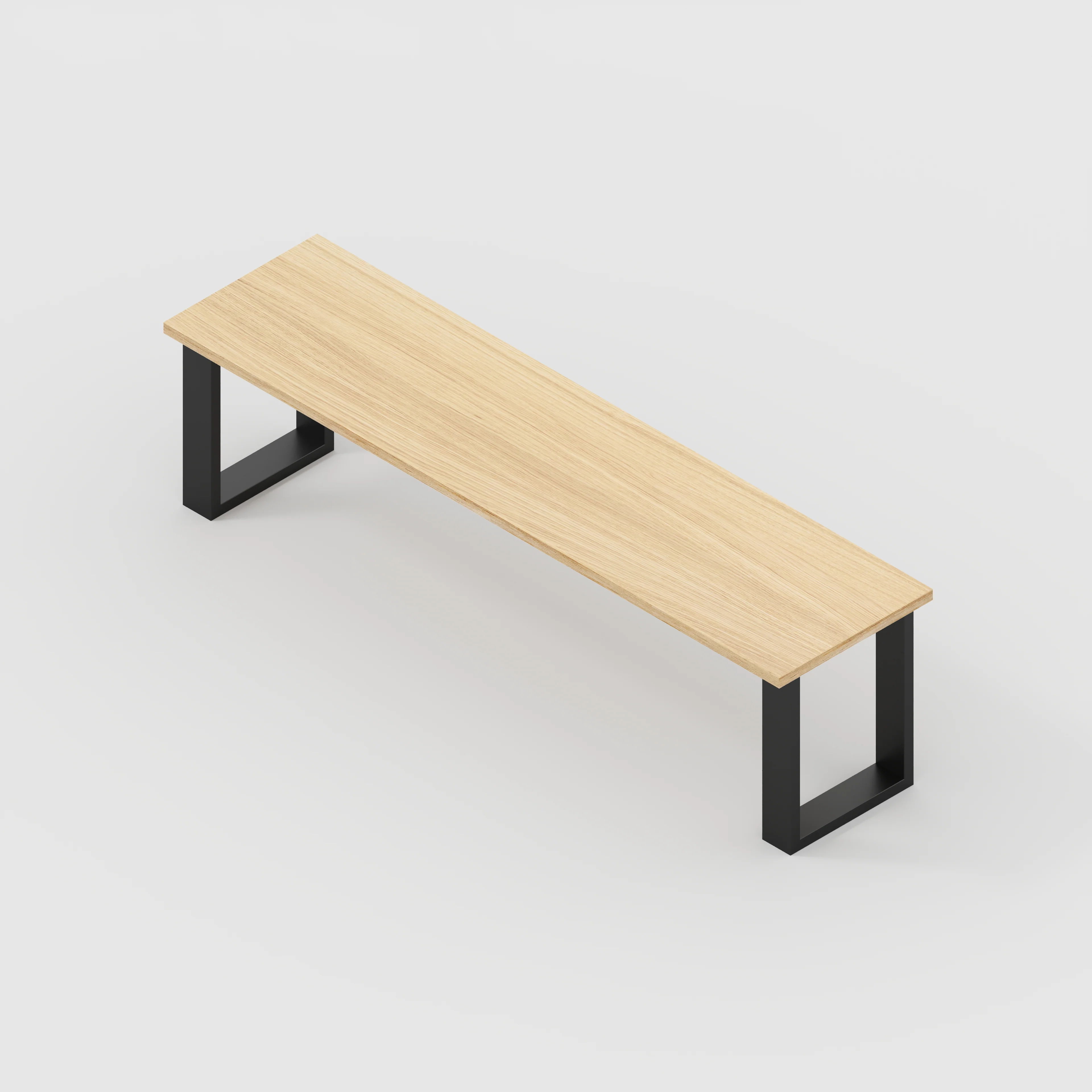 Plywood Bench Seat with Black Industrial Legs - Plywood Oak - 1600(w) x 400(d) - Image 3