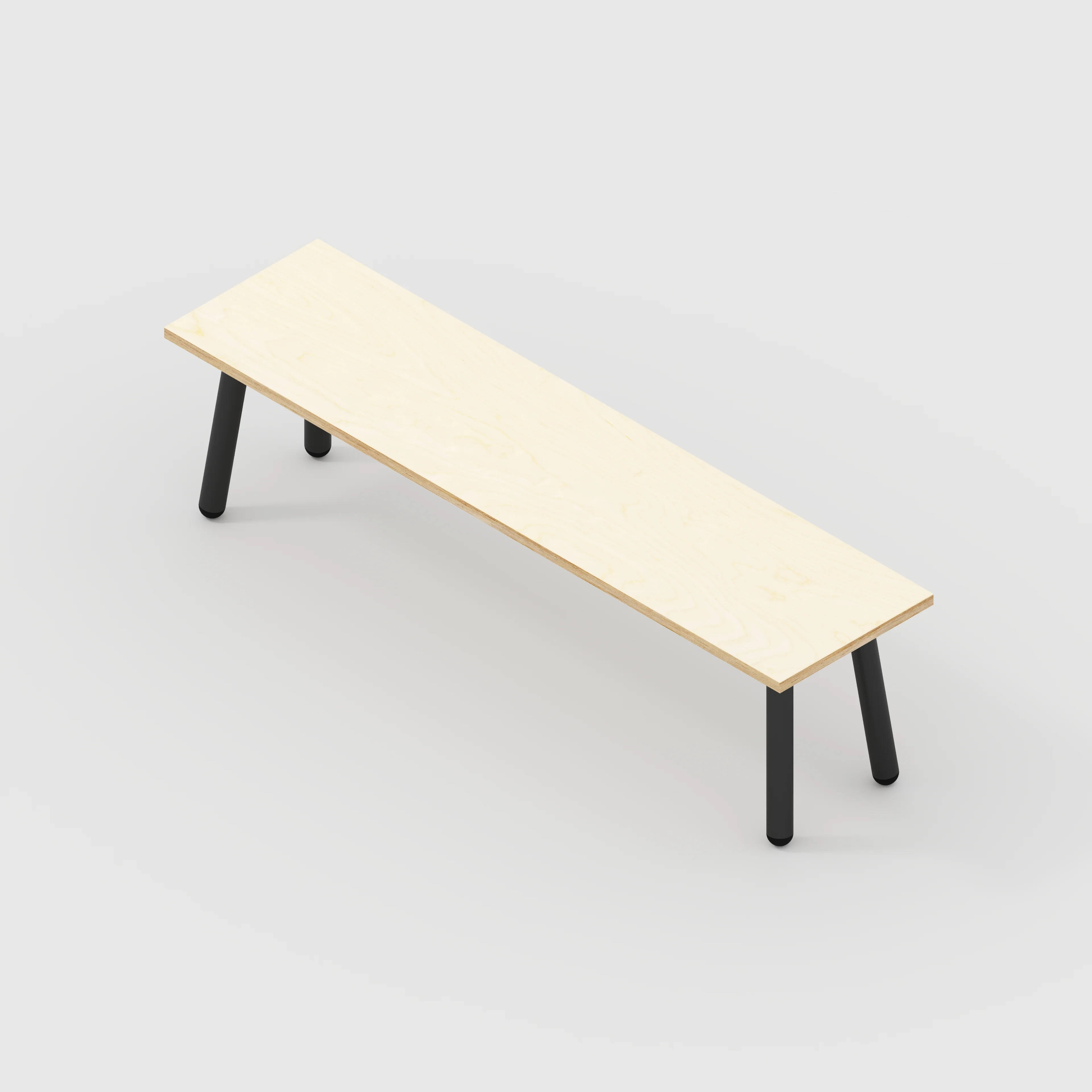 Plywood Bench Seat with Black Round Single Pin Legs - Plywood Birch - 1600(w) x 400(d) - Image 3