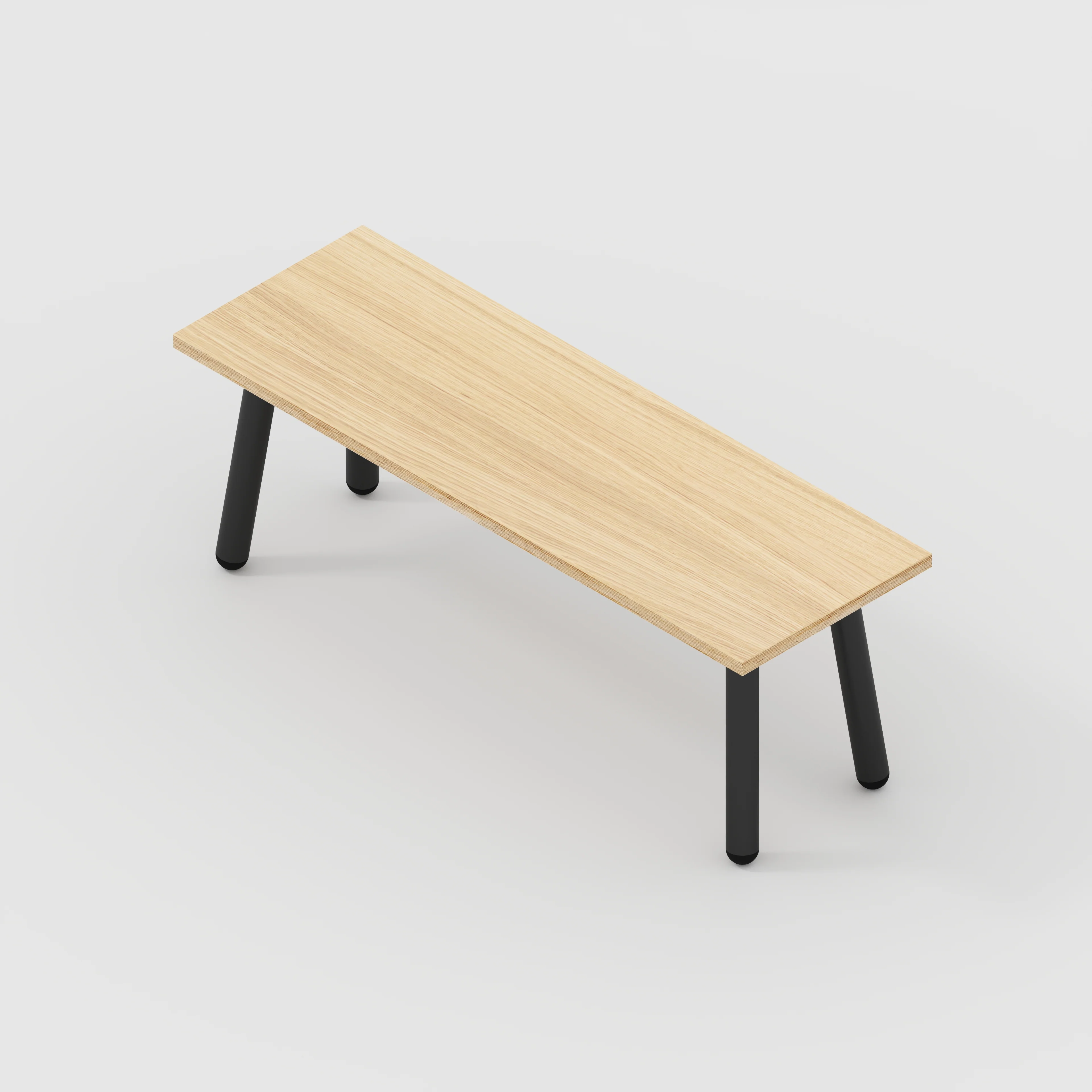 Plywood Bench Seat with Black Round Single Pin Legs - Plywood Oak - 1200(w) x 400(d) - Image 3