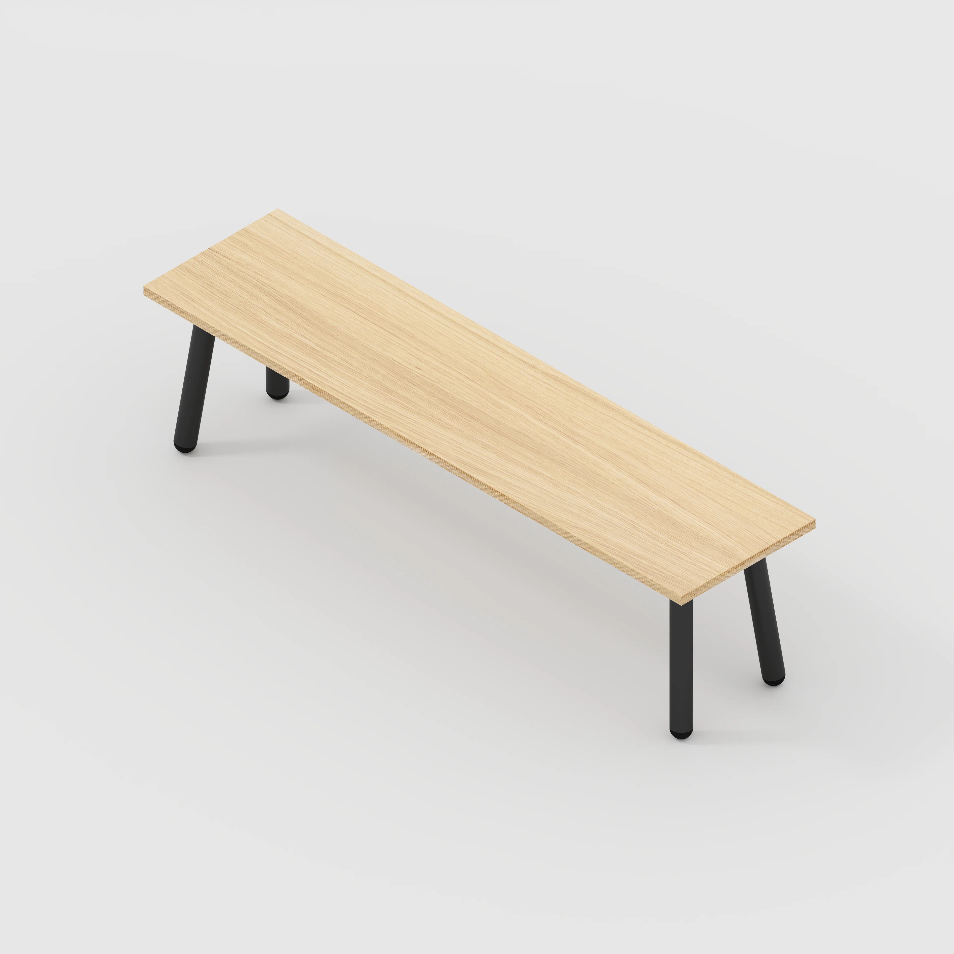 Plywood Bench Seat with Black Round Single Pin Legs - Plywood Oak - 1600(w) x 400(d) - Image 3