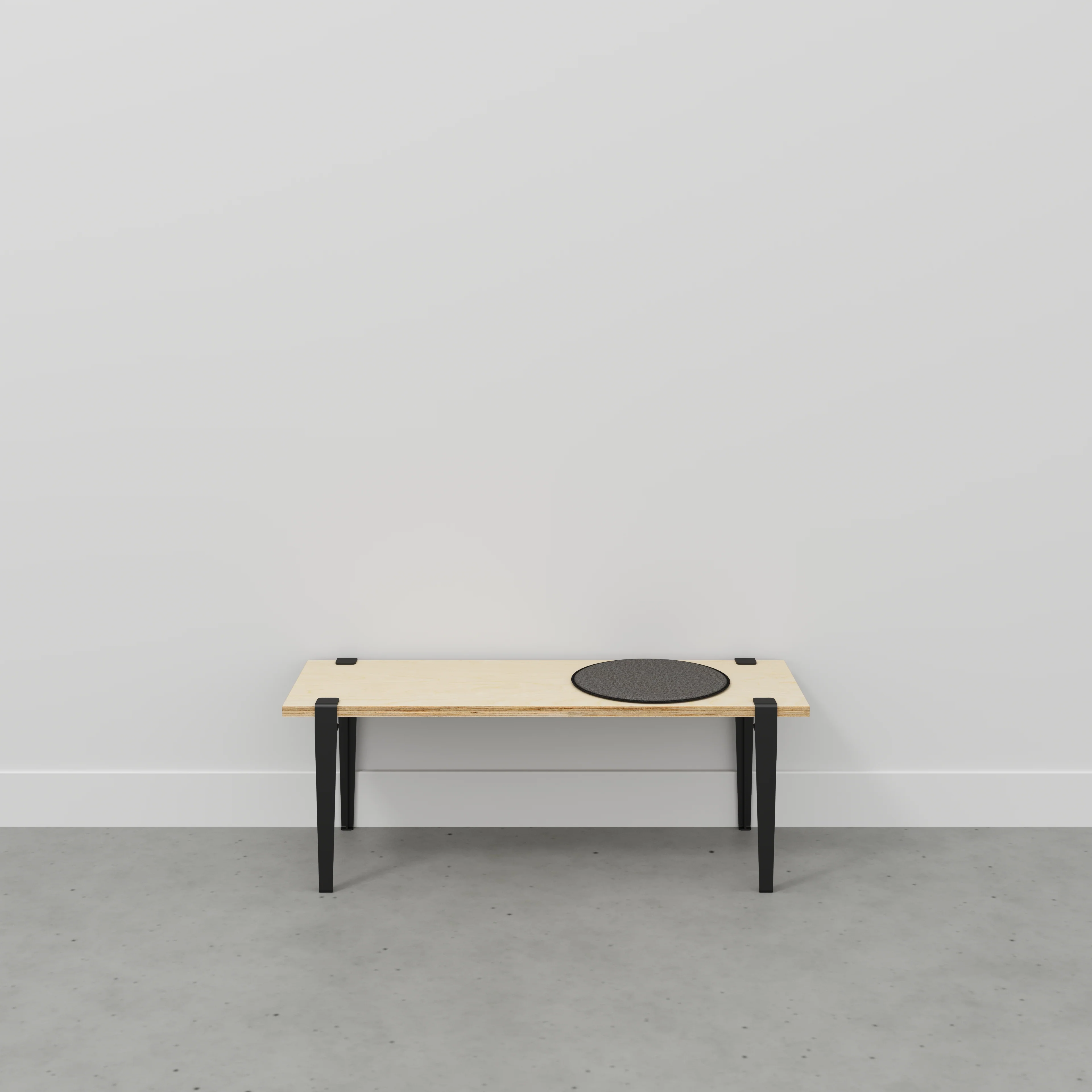 Plywood Bench Seat with Black Tiptoe Legs - Plywood Birch - 1200(w) x 400(d) x 450(h) - Image 2
