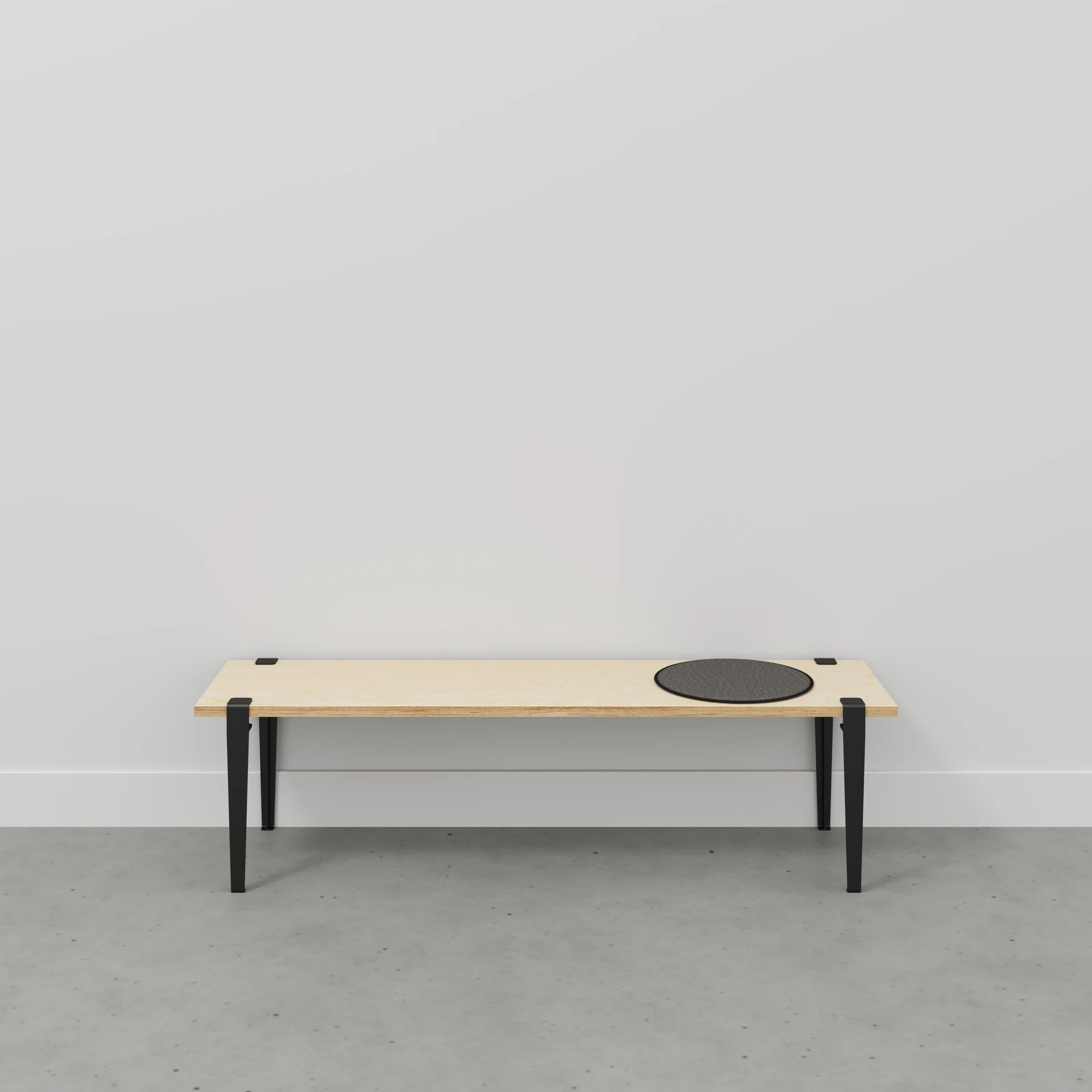 Plywood Bench Seat with Black Tiptoe Legs - Plywood Birch - 1600(w) x 400(d) x 450(h) - Image 2