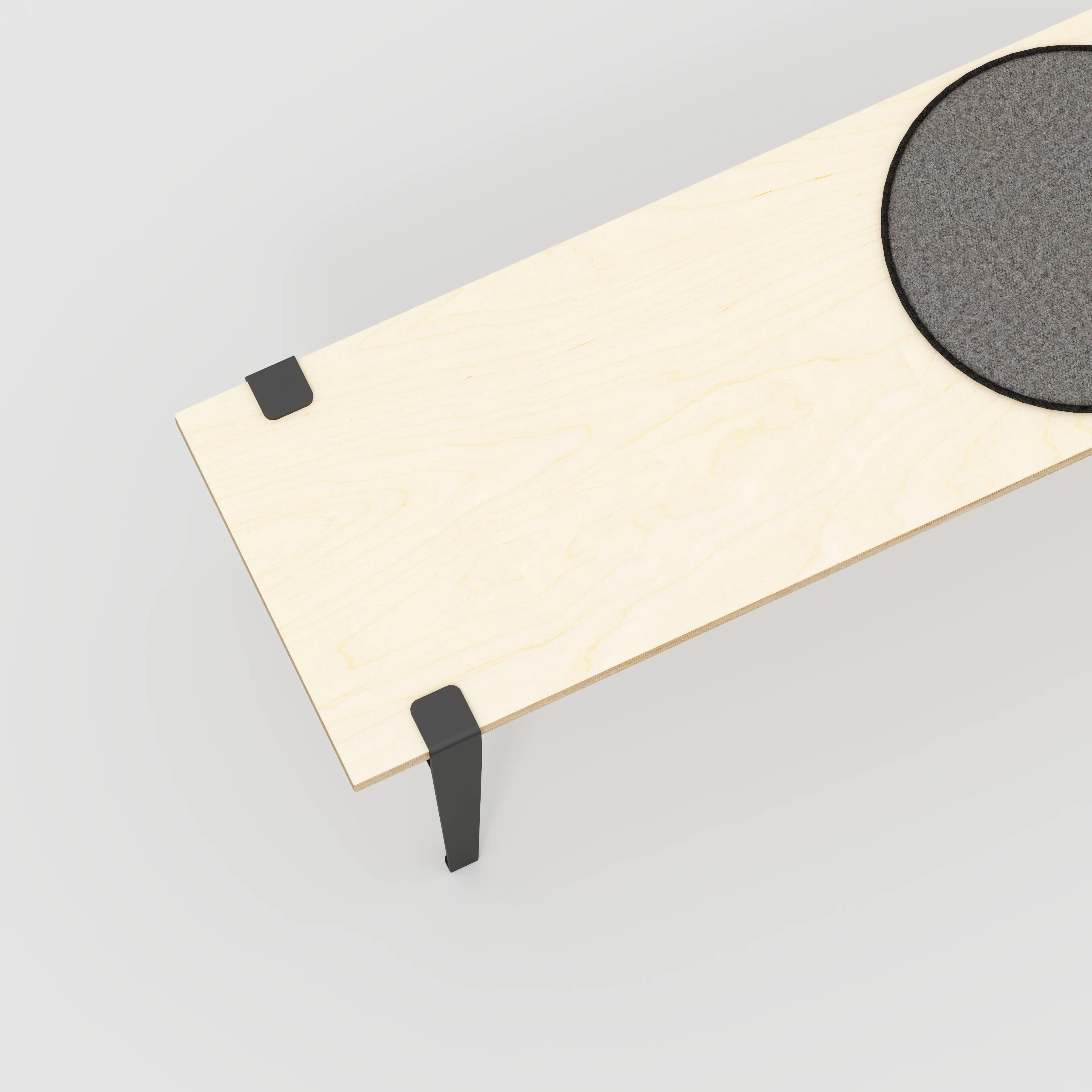 Plywood Bench Seat with Black Tiptoe Legs - Plywood Birch - 1600(w) x 400(d) x 450(h) - Image 3