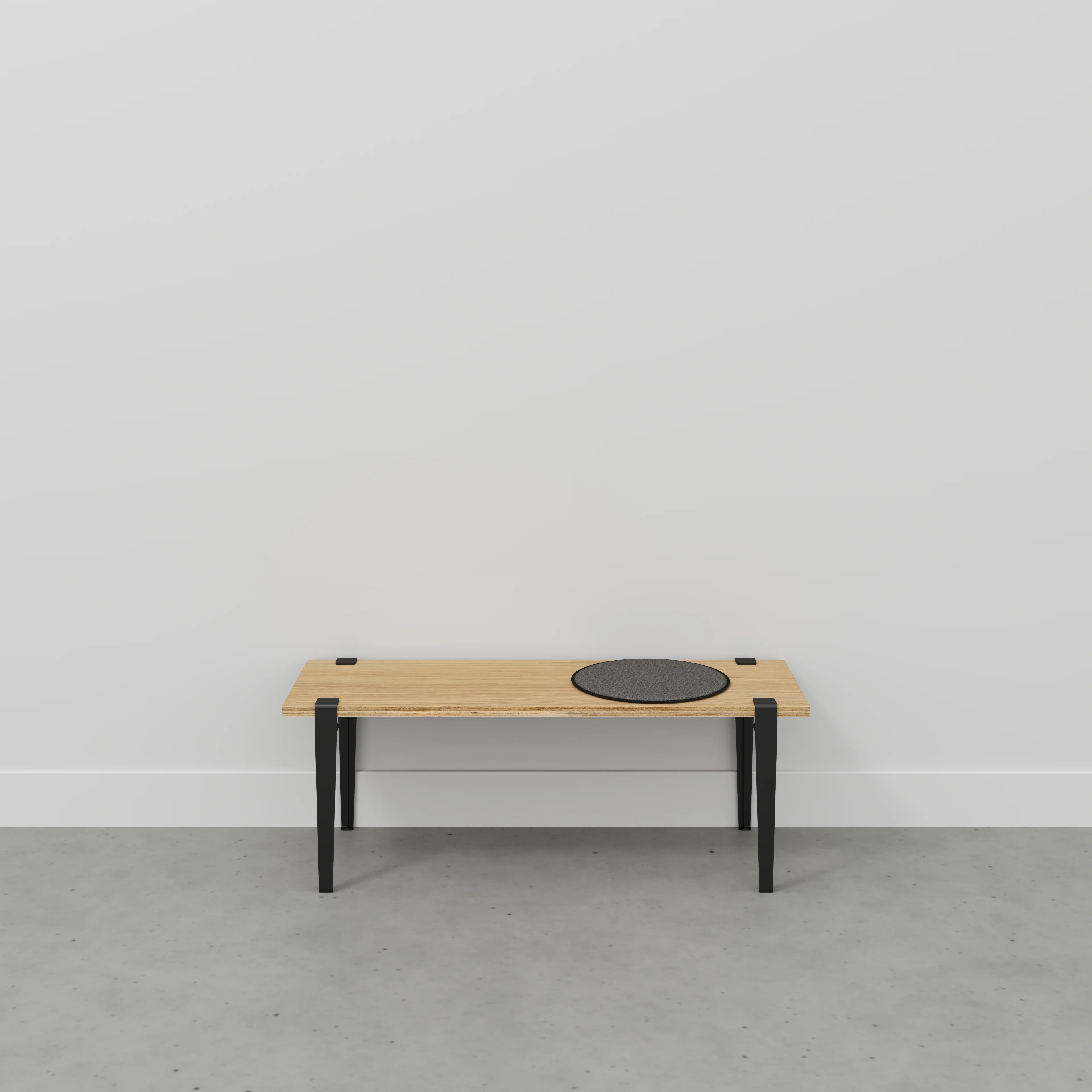 Plywood Bench Seat with Black Tiptoe Legs - Plywood Oak - 1200(w) x 400(d) x 450(h) - Image 2