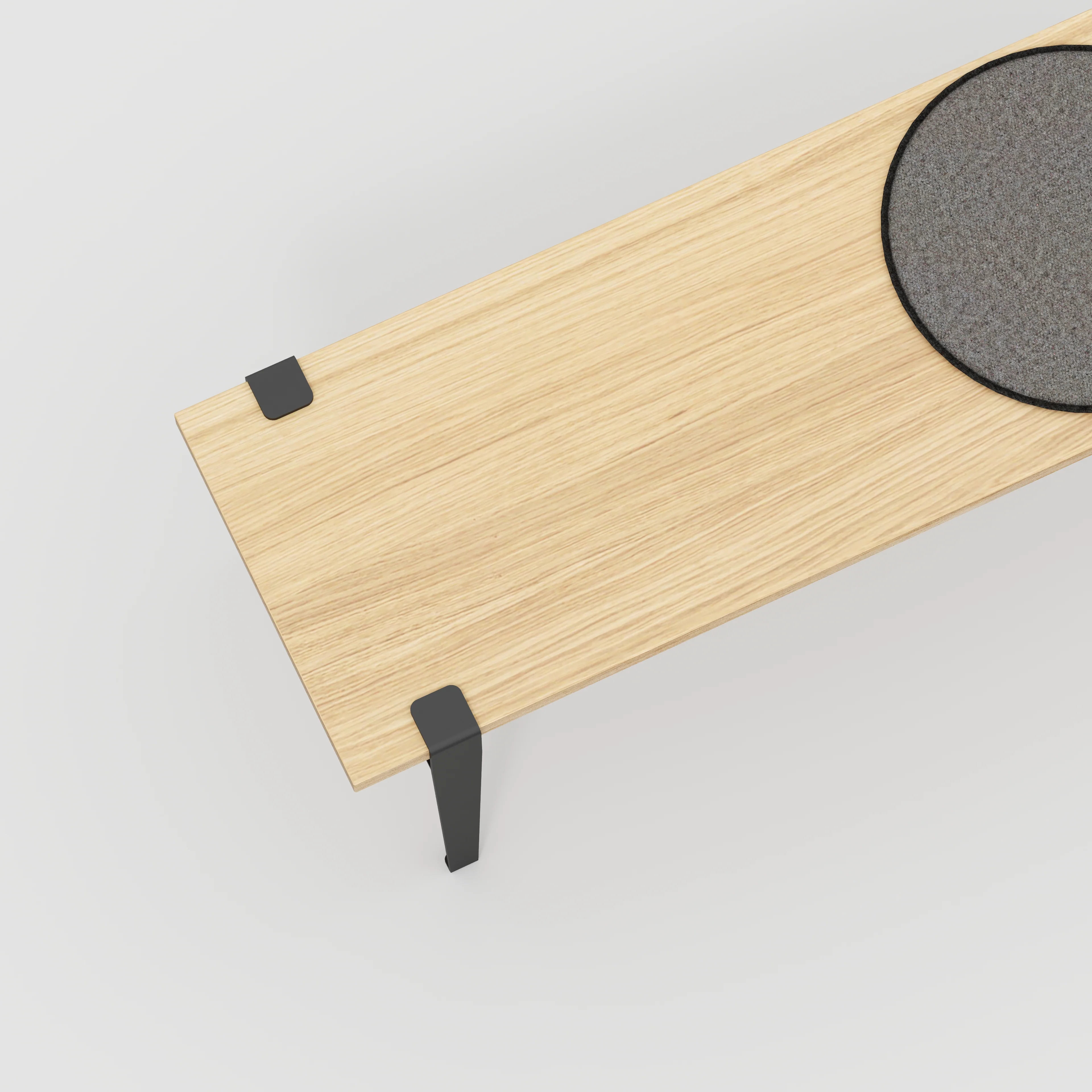 Plywood Bench Seat with Black Tiptoe Legs - Plywood Oak - 1200(w) x 400(d) x 450(h) - Image 3